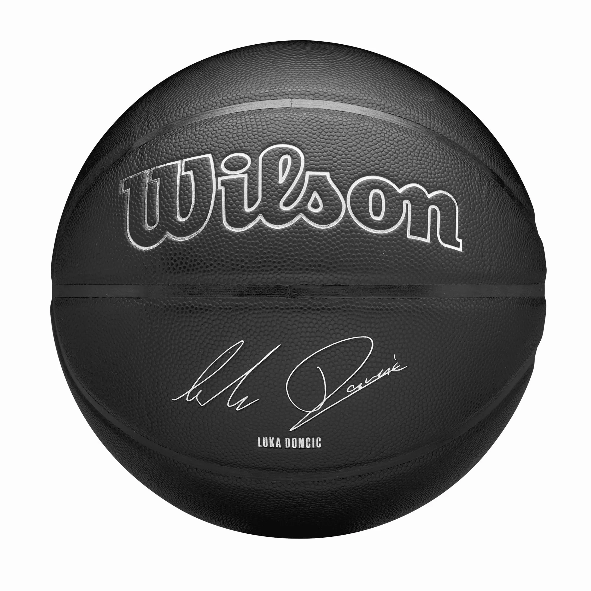 Wilson Pallone da Basket NBA Player Evergreen, Con Rivestimento Pure Feel, Ideale Per Giocare All'Aperto, Resistente Alle Intemperie, Giocatore: Dončić, colore: nero, Taglia: 7