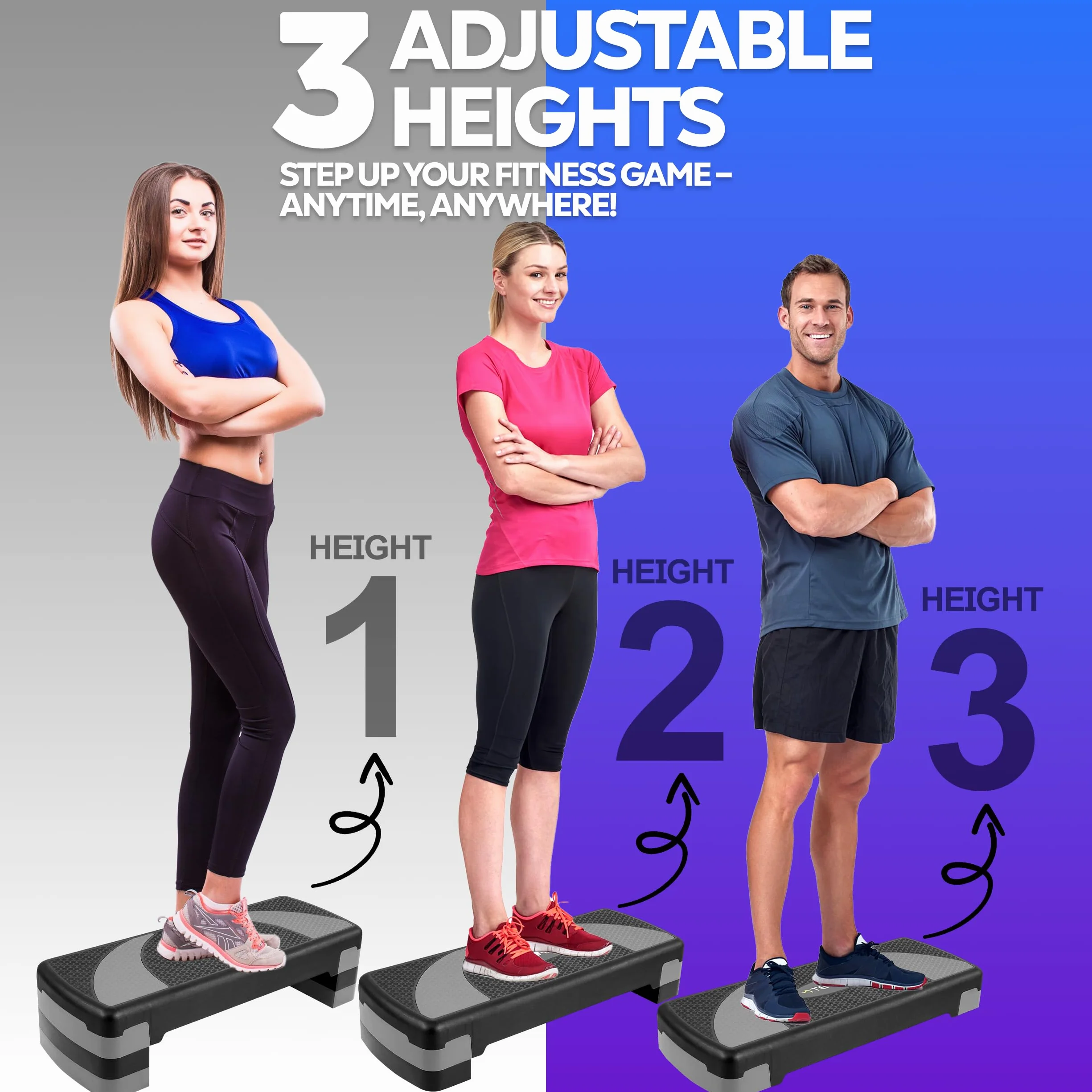 TechFit Stepper Fitness Aerobica Regolabile Casa Palestra, Piattaforma Antiscivolo, Capacità Carico 120 Kg