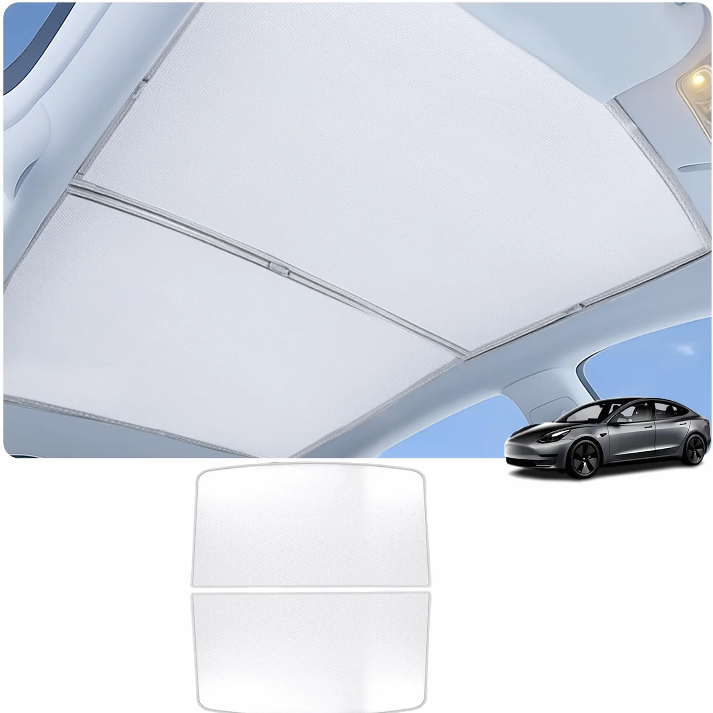 Parasole per Tetto Panoramico per Tesla Model Y, Parasole Tetto Juniper Set 2, Struttura Isolante a 8 Strati in Nanomateriali, Tettoia Model Y 2025 Protezione UV, Cerchi in Acciaio Rinforzato
