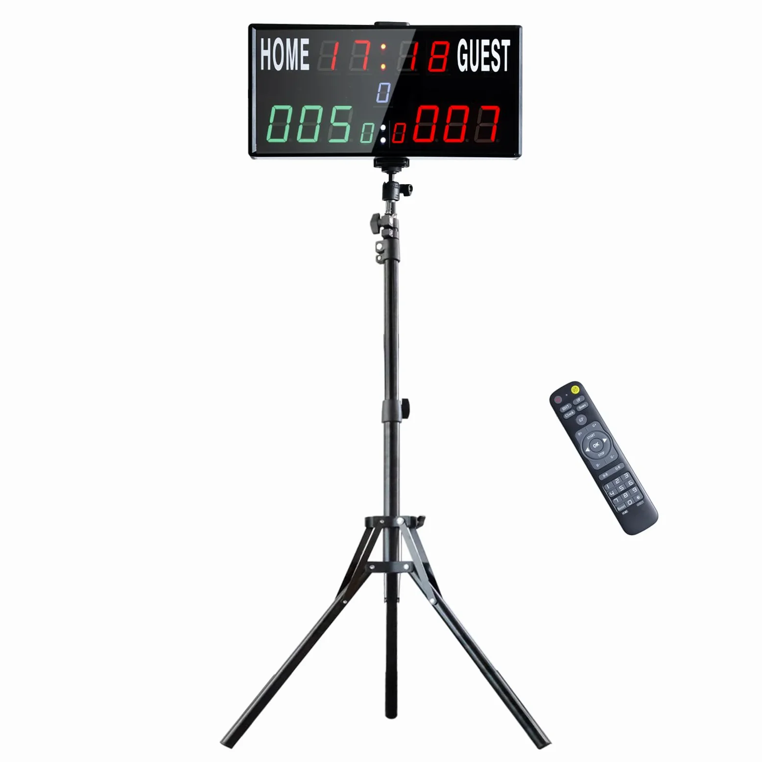 Tabellone Segnapunti Elettronico Portatile, 13 Cifre per Basket con Orologio, Gioco Tennis con Conto alla Rovescia/Crescente, LED Scoreboard per Pallavolo, Cornhole, Badminton