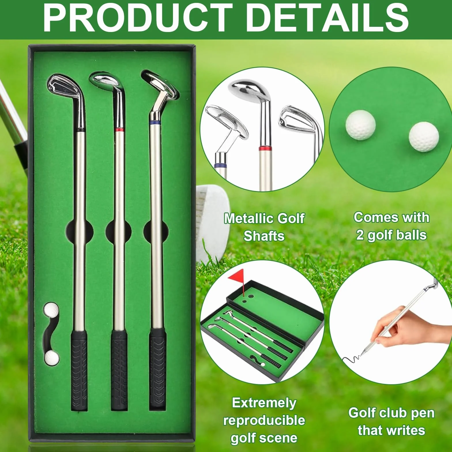 Set di Penne da Golf con Bandierina e 2 Palline, 3 Bastoncini