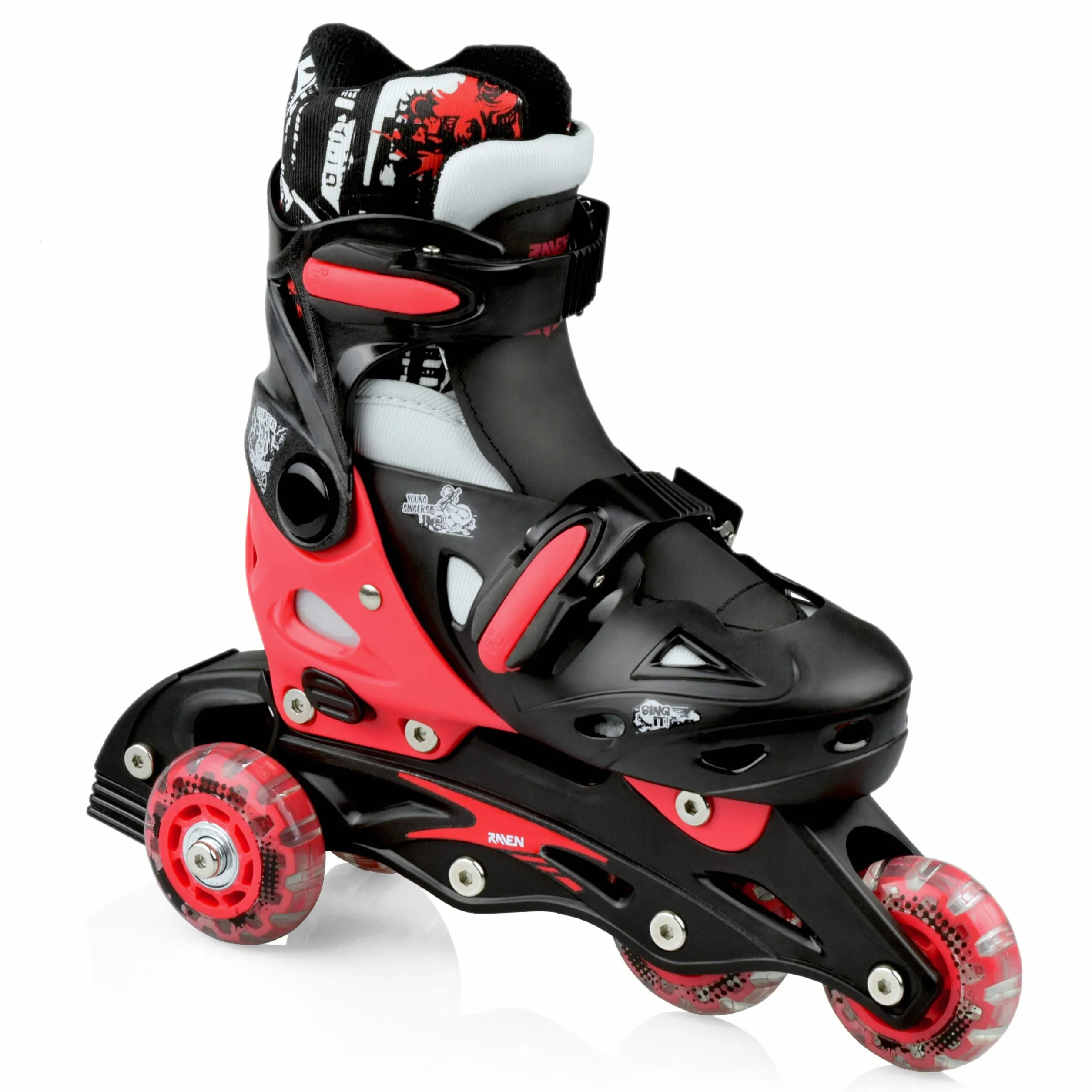RAVEN 3in1 Inline Skates Pattini in linea Triskates regolabili per bambini
