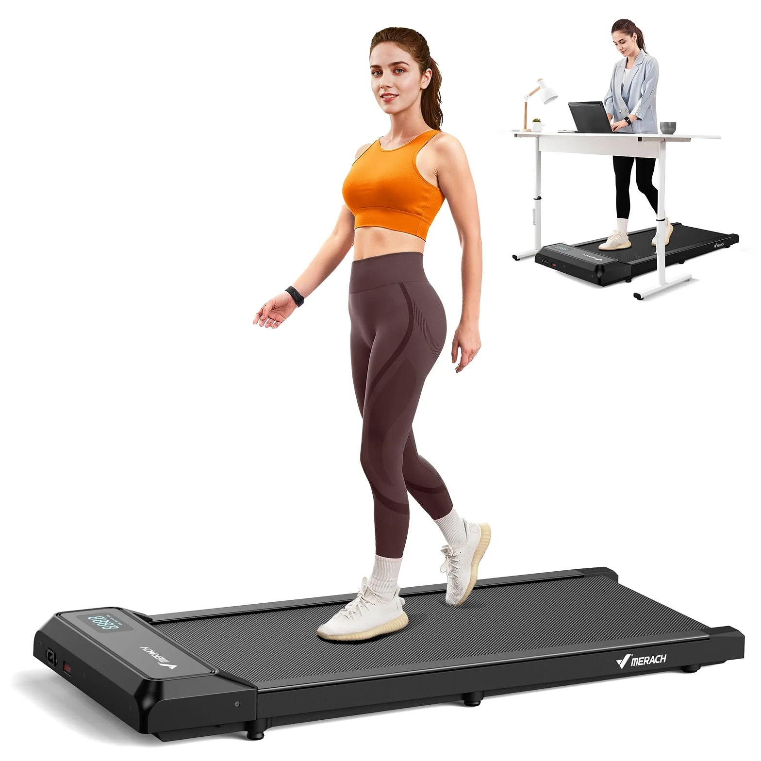 MERACH Tapis Roulant Elettrico, Walking Pad Salvaspazio, 3 IN 1 Tapis Roulant Compatto per casa e ufficio, 2.5HP Mini Treadmill, App e Telecomando, Display LED, Senza Necessità di Montaggio