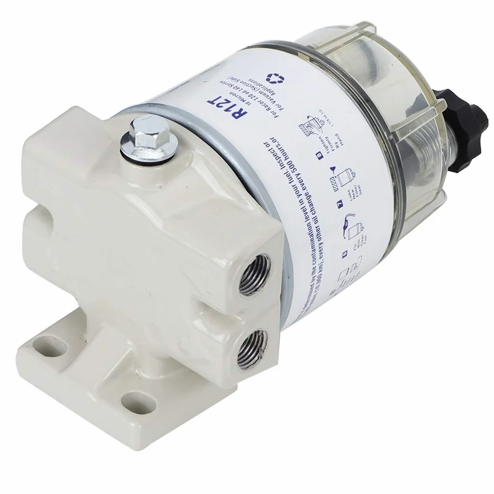 Filtro Separatore Acqua Carburante R12T, Prefiltro Marina 30 GPH per Motori Nautici