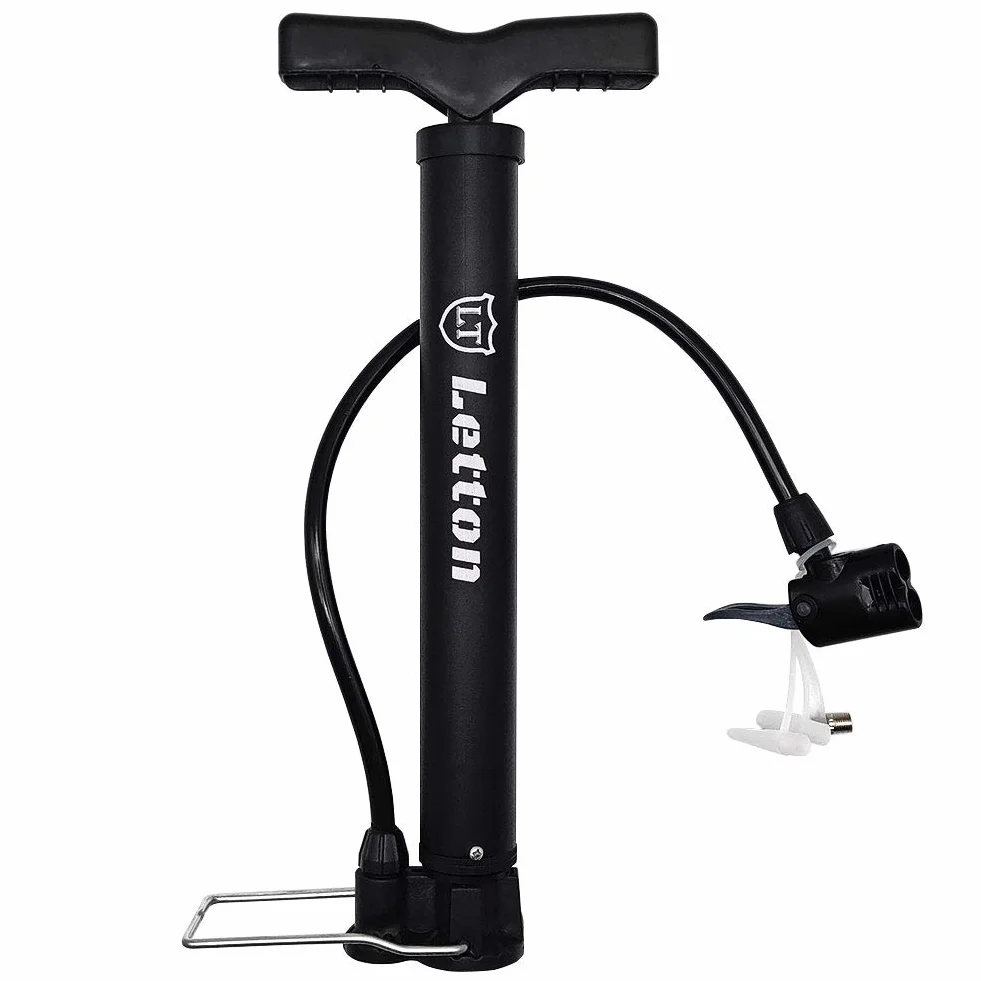 Letton Pompa da Pavimento Portatile per Bici, 8 Bar / 120 psi, valvole Presta e Schrader, ago a Sfera