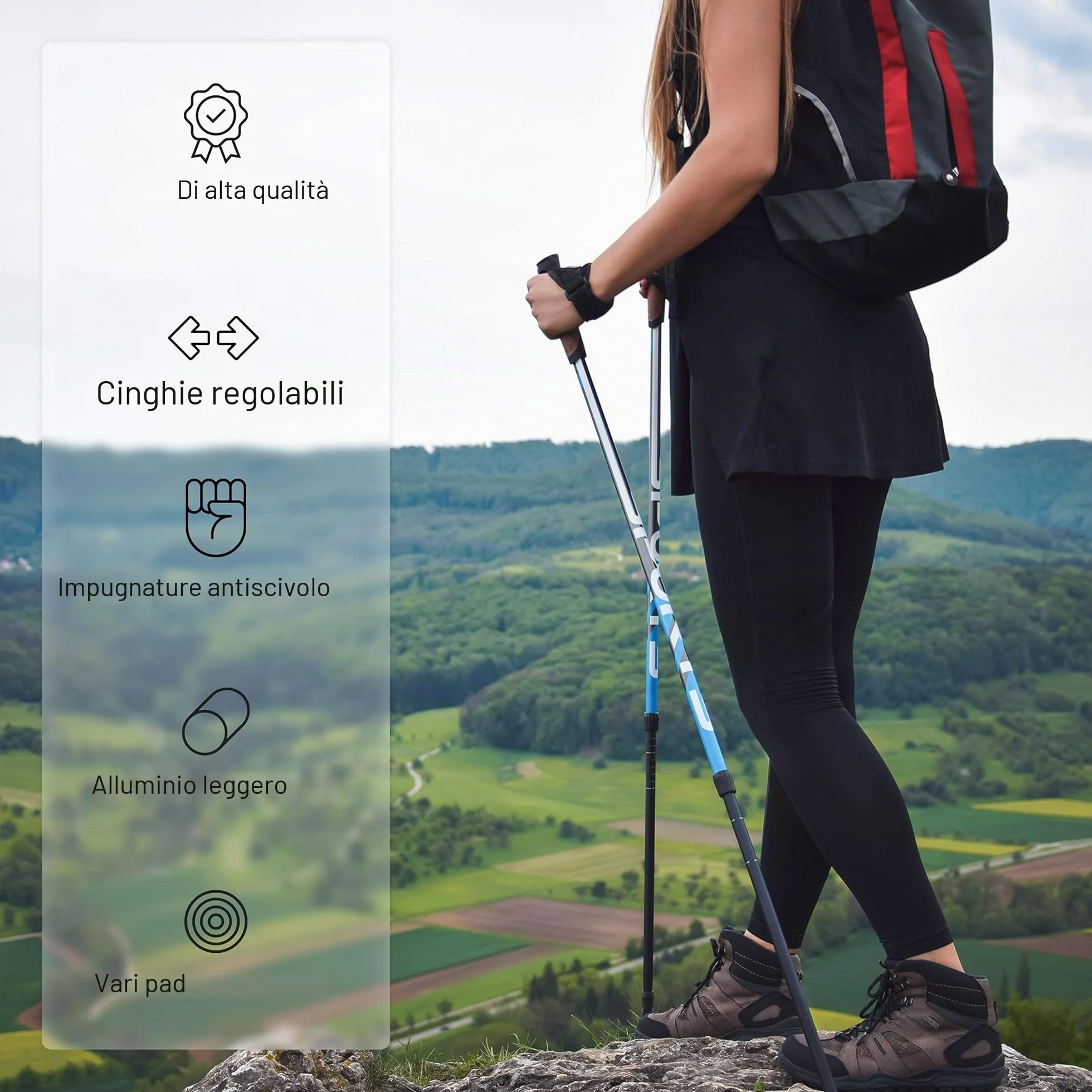 MSPORTS Bastoncini Nordic Walking Premium Antracite Ultraleggero Walking Sticks