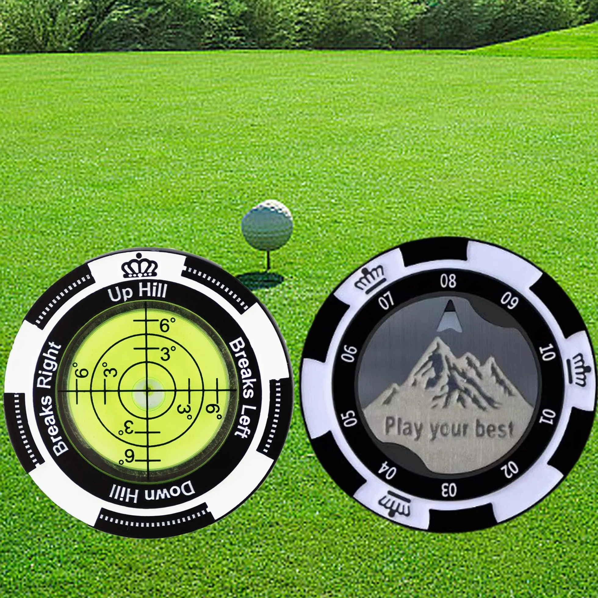 Golf Reader Horizontal Ball Marker z Poziomnicą, Precyzyjny Czytnik Zieleni, Klips na Czapkę