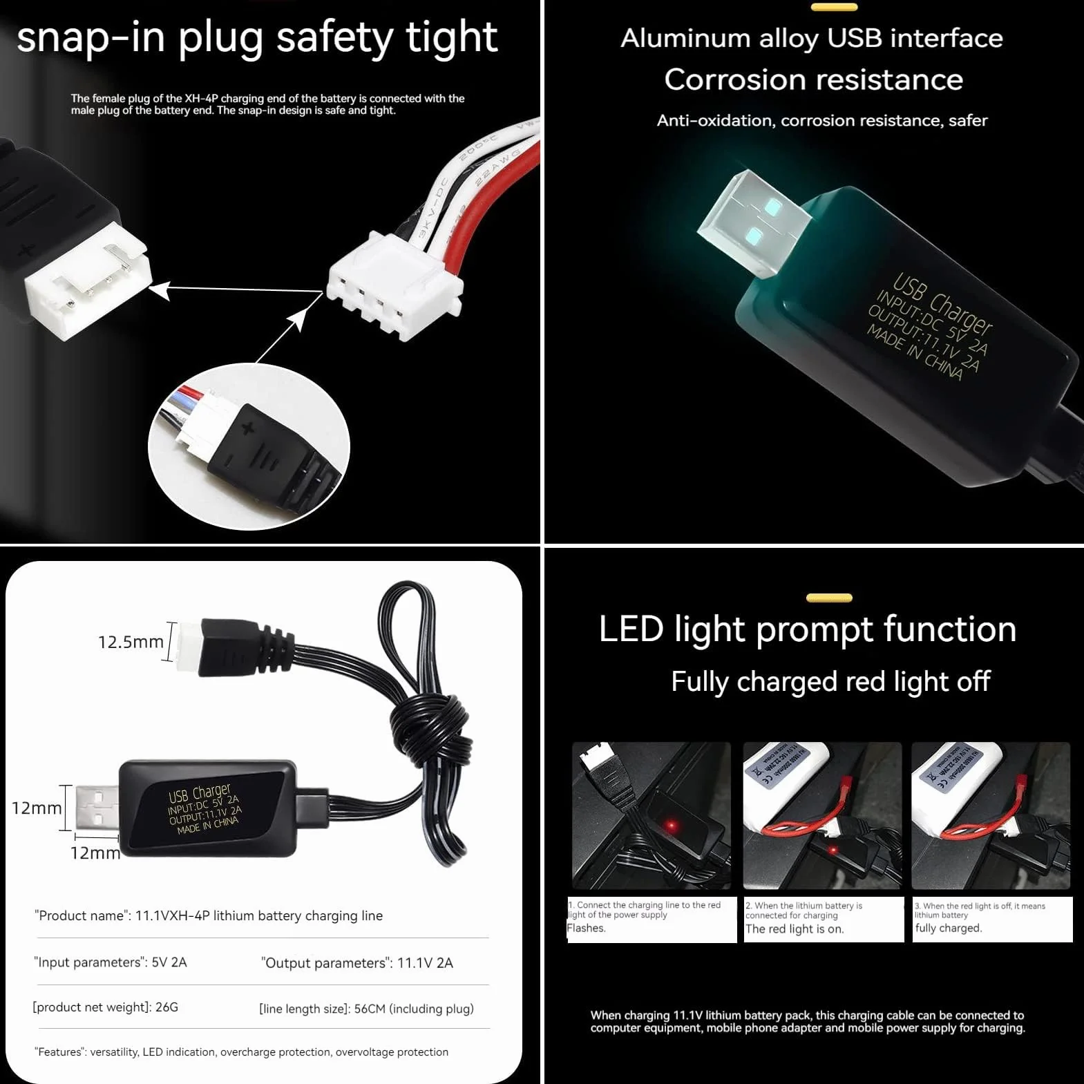 Batteria Lipò 1800mAh 30C 11.1V per Airsoft Connettore a T USB 2 Pezzi