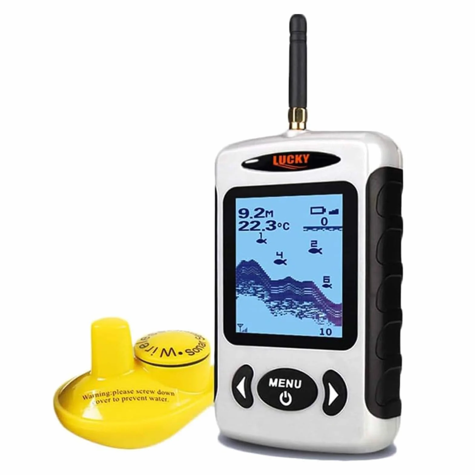 LUCKY Wireless profondità Acqua rilevatore Pesci Kayak rilevatori Pesci Portatili sensore Sonar Schermo LCD Barca rilevatore Pesci per Riva Kayak Pesca FFW718