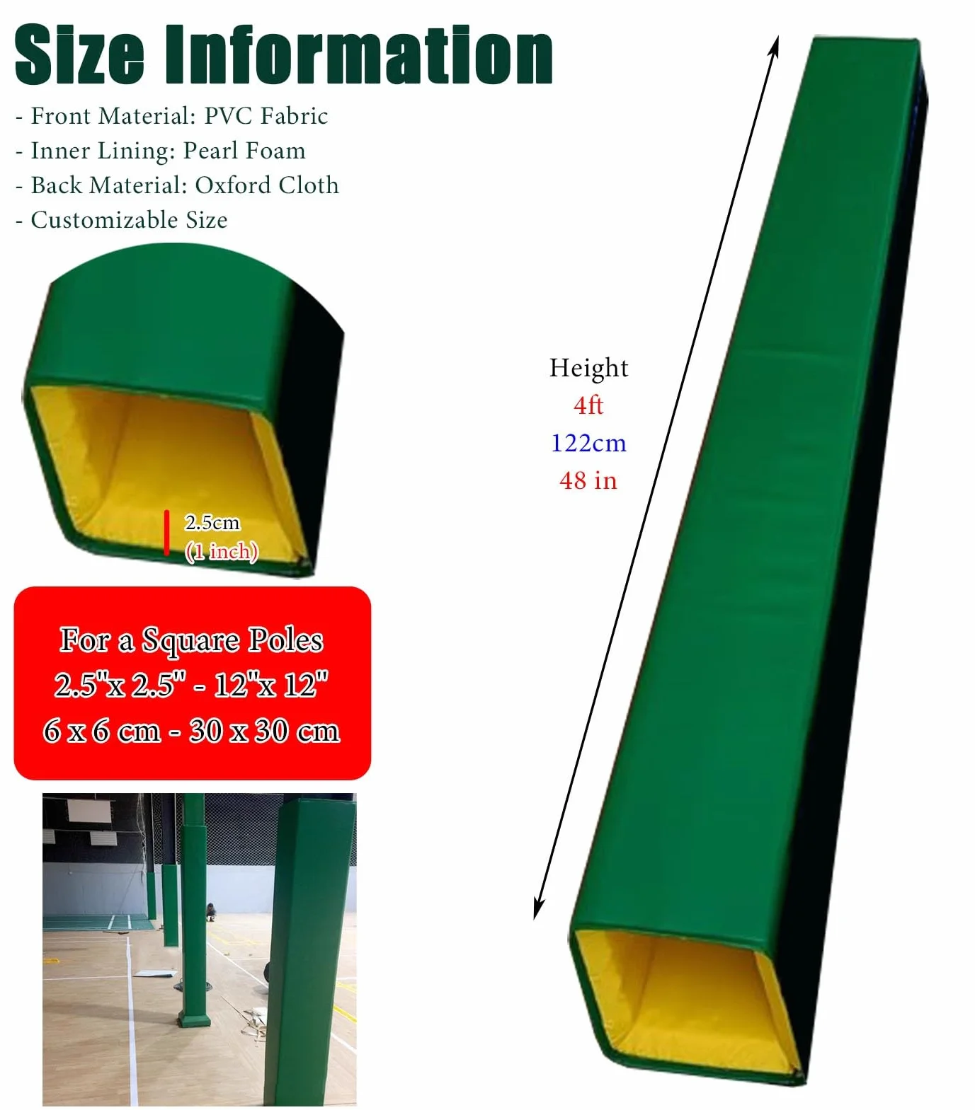 Imbottitura per Palo da Basket Blu 6x6 15x15 cm Protezione Morbida Antiurto