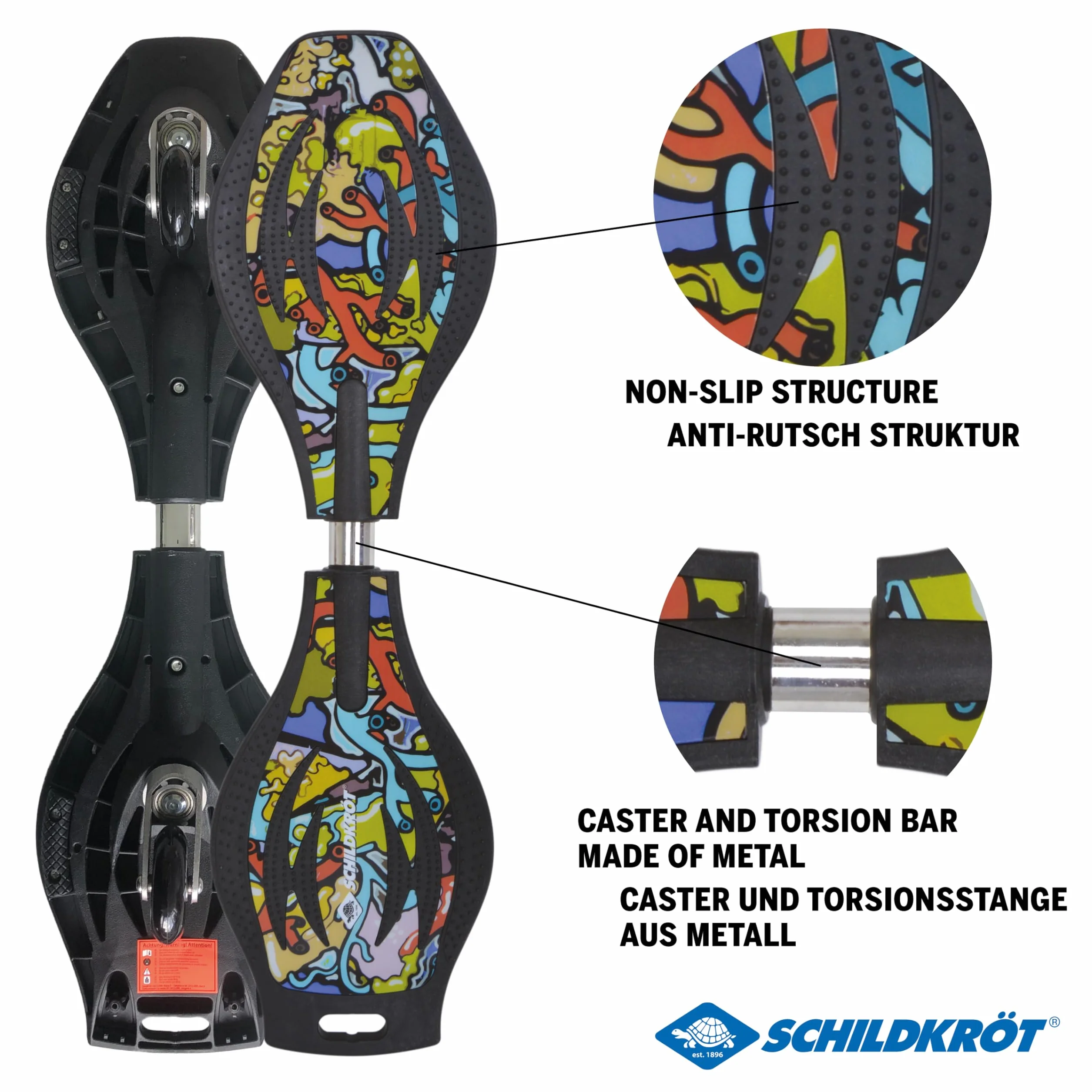 Schildkröt Waveboard Good Vibes, Leggero ed Agile, Tavola Larga com Superficie Antiscivolo