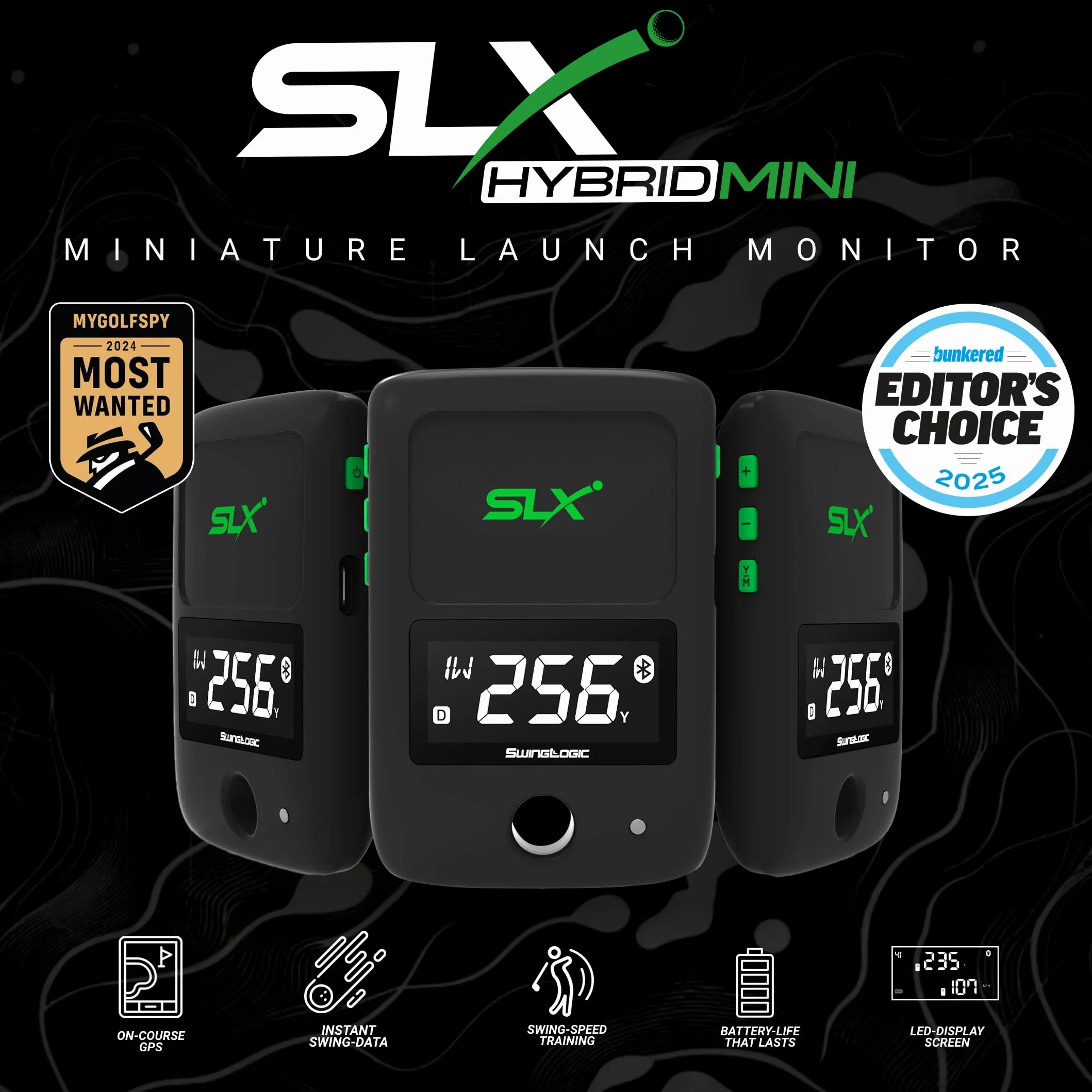 Swing Logic SLX Mini Portable Golf Launch Monitor Distanza Velocità Palla Testa Mazzo Fattore Smash