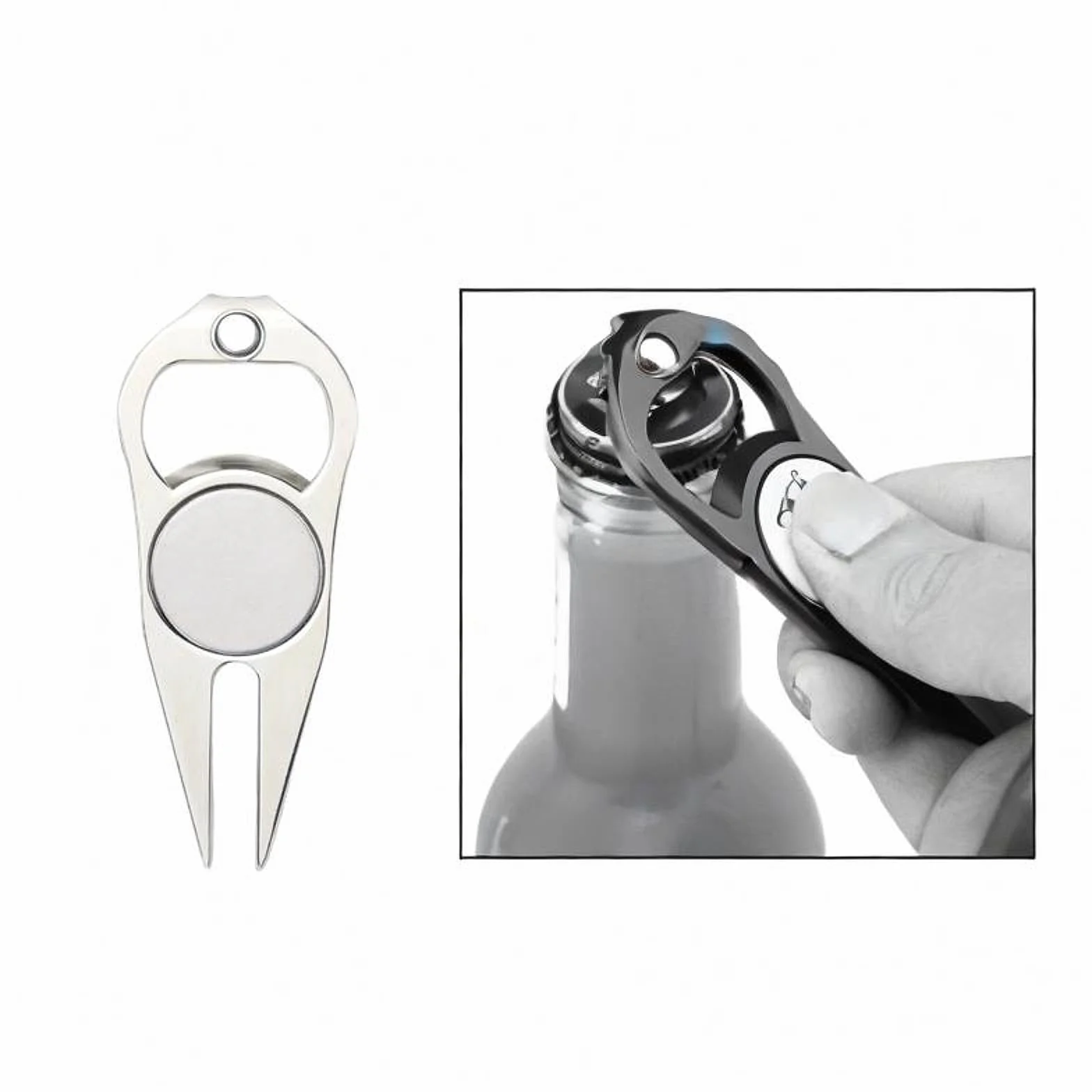 F Fityle Strumento di Riparazione per zolle da Golf in Lega di Zinco, Robusto apribottiglie e forchetta per Pitch