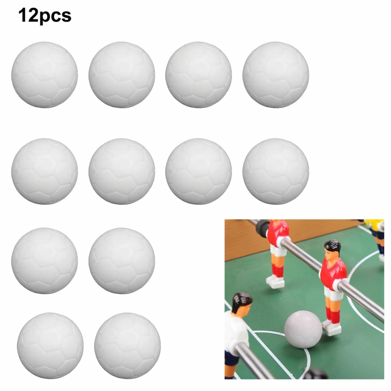 Palline da calcio balilla in resina bianca 36 mm lisce 12 pezzi