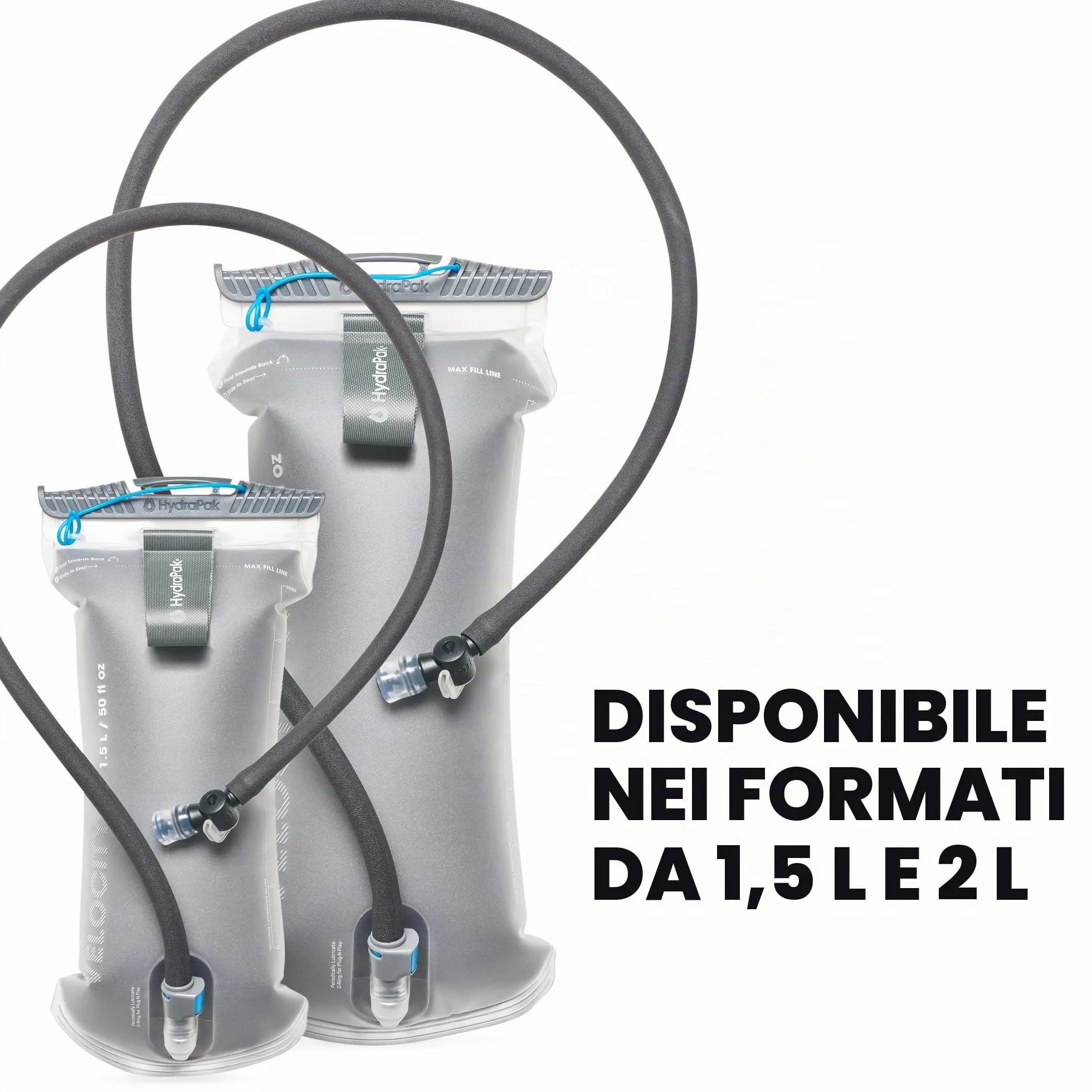 HydraPak Velocity Sacca Idrica 1.5L 2L Profilo Sottile Valvola Morso Autosigillante