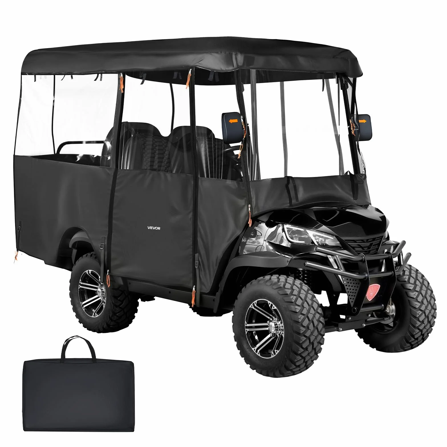 VEVOR Copertura per Carrello da Golf Visibile Antipioggia 4 Posti Tessuto Oxford 600D Impermeabile Finestre PVC Trasparente