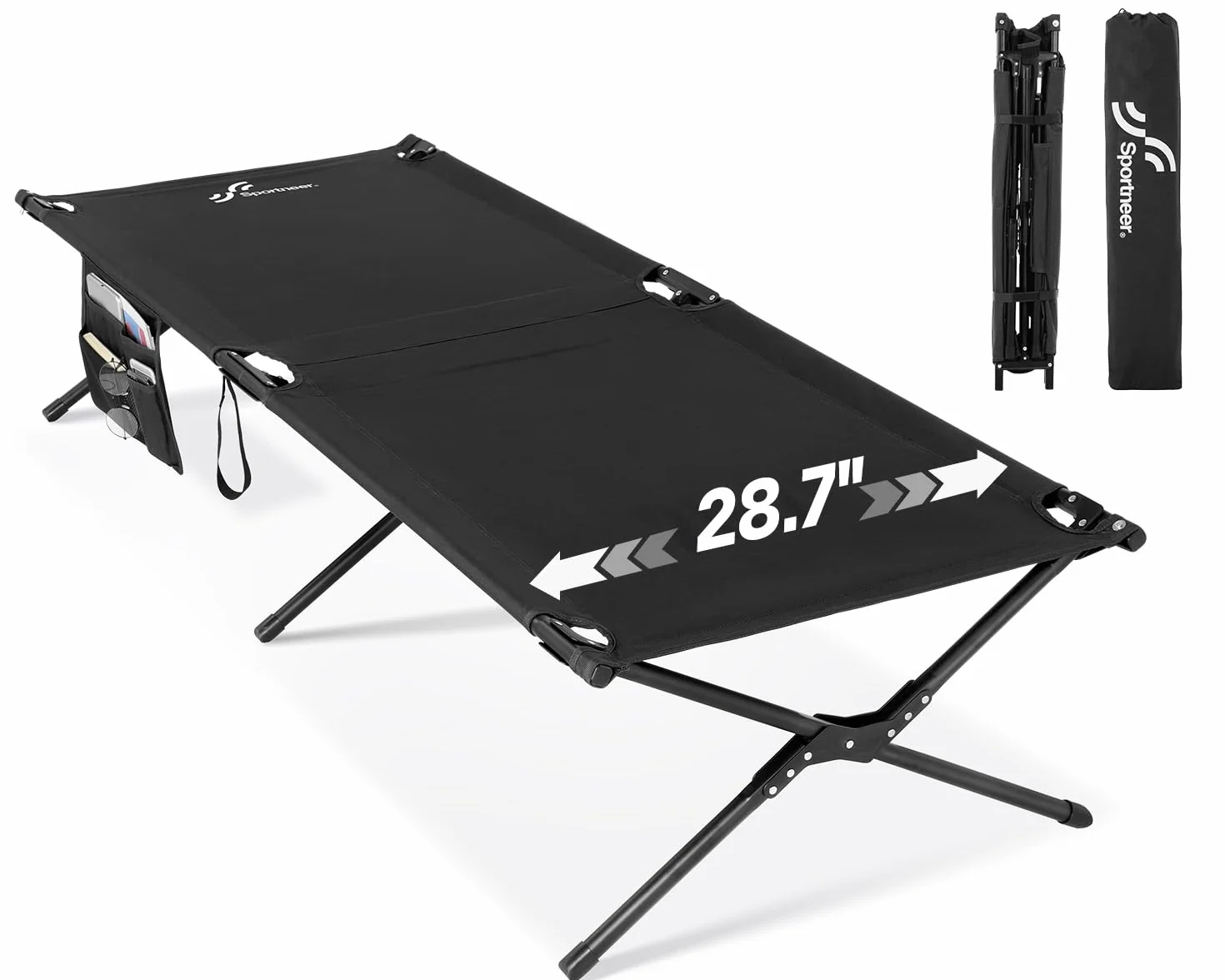 Sportneer Lettino da campeggio pieghevole portatile 198,9 x 72,9 x 37,1 cm per adulti