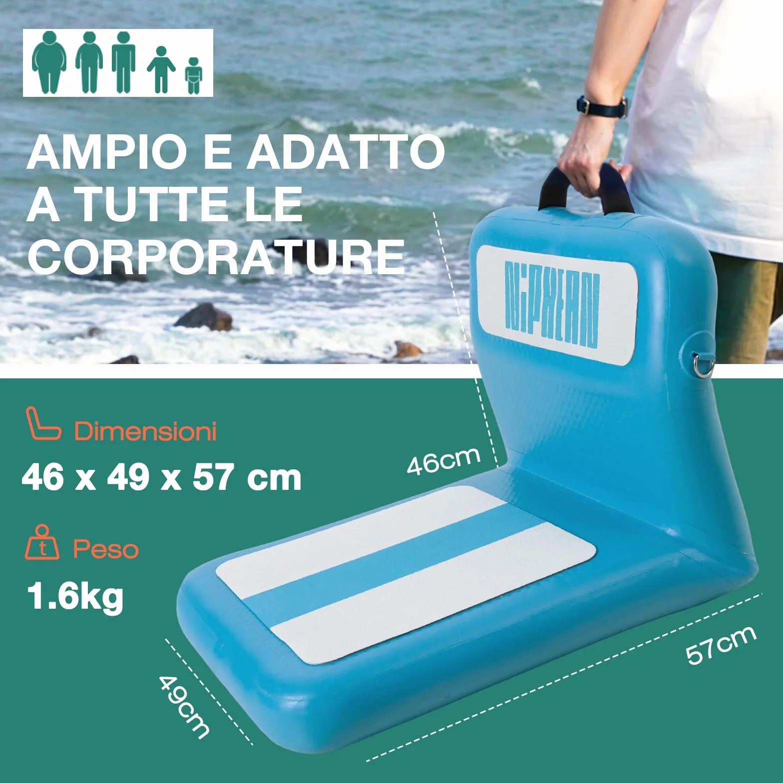 Niphean Sedile SUP Gonfiabile con Supporto Posteriore, Sedile per Sup Robusto per Tavole Gonfiabili, Canoa, Barca, Kayak, Adulti e Bambini, Non Sono Necessarie Cinghie, Semplice Confortevole