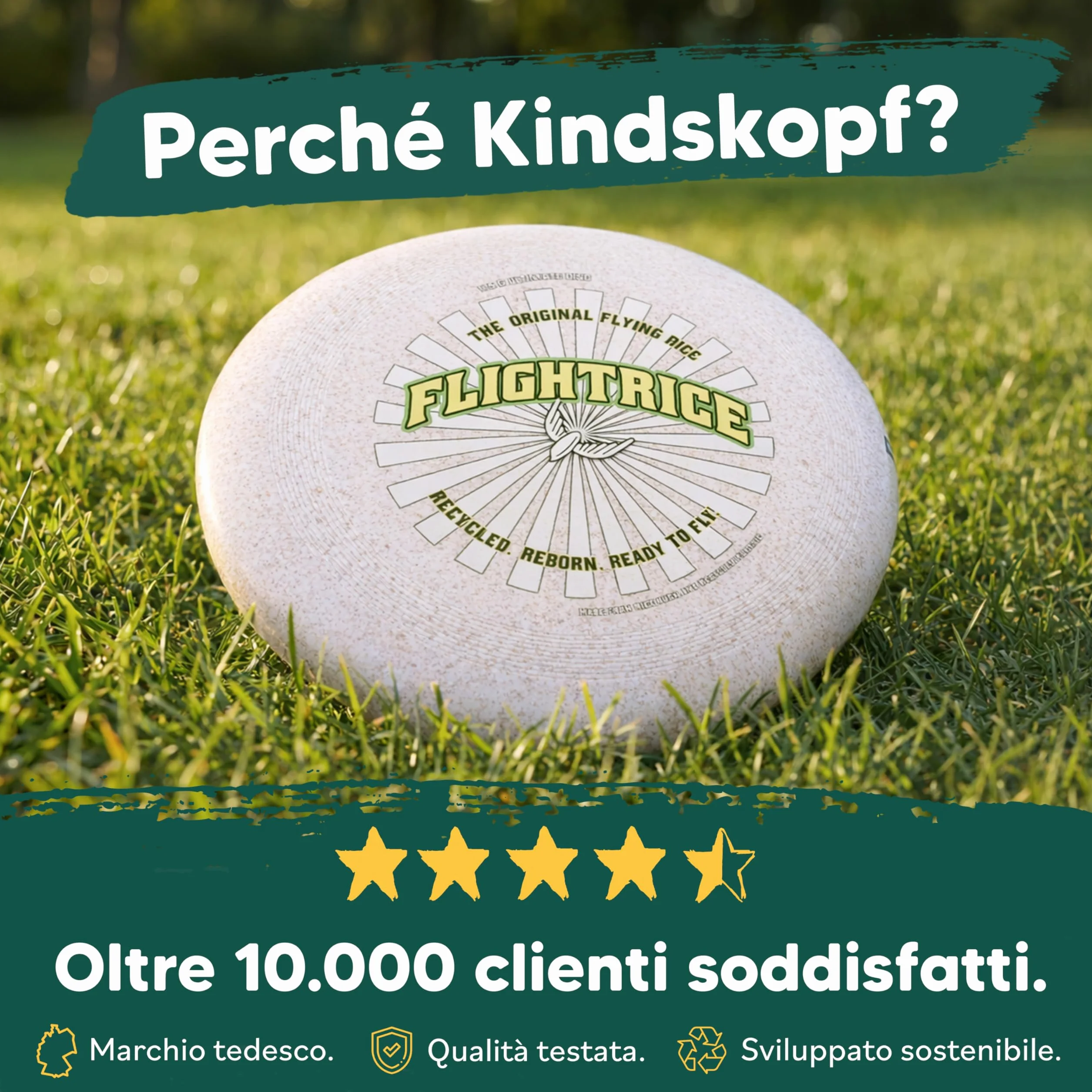 Frisbee Professionale 175g in Plastica Riciclata Antiscivolo per Spiaggia e Parco