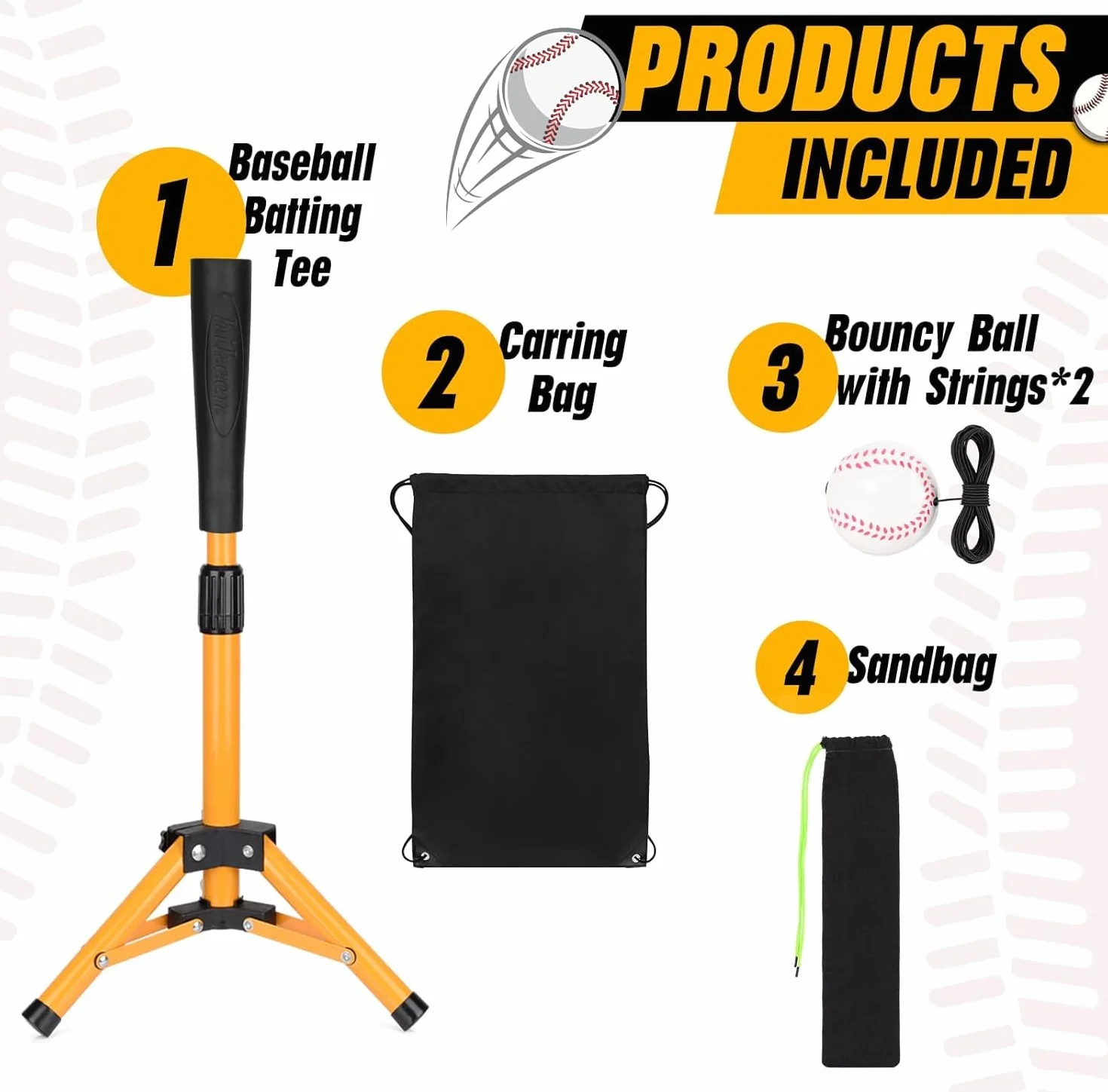 Hikeen Maglietta da Baseball per Bambini, Maglietta da Baseball, Maglietta da Allenamento per Softball e Baseball, Portatile, Altezza Facilmente Regolabile