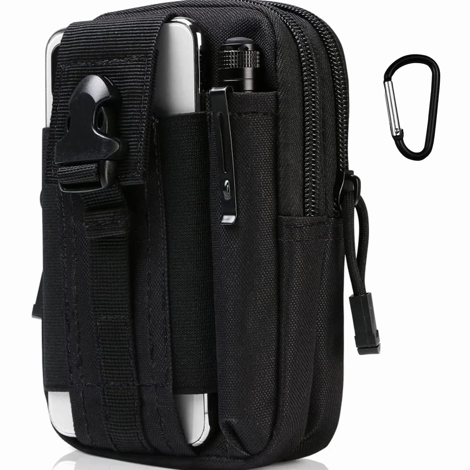 Flintronic 1000D Nylon Marsupio Sportivo Cintura Molle Tattica Militare Borsello Campeggio Piccolo Strumento All'aperto con Moschettone