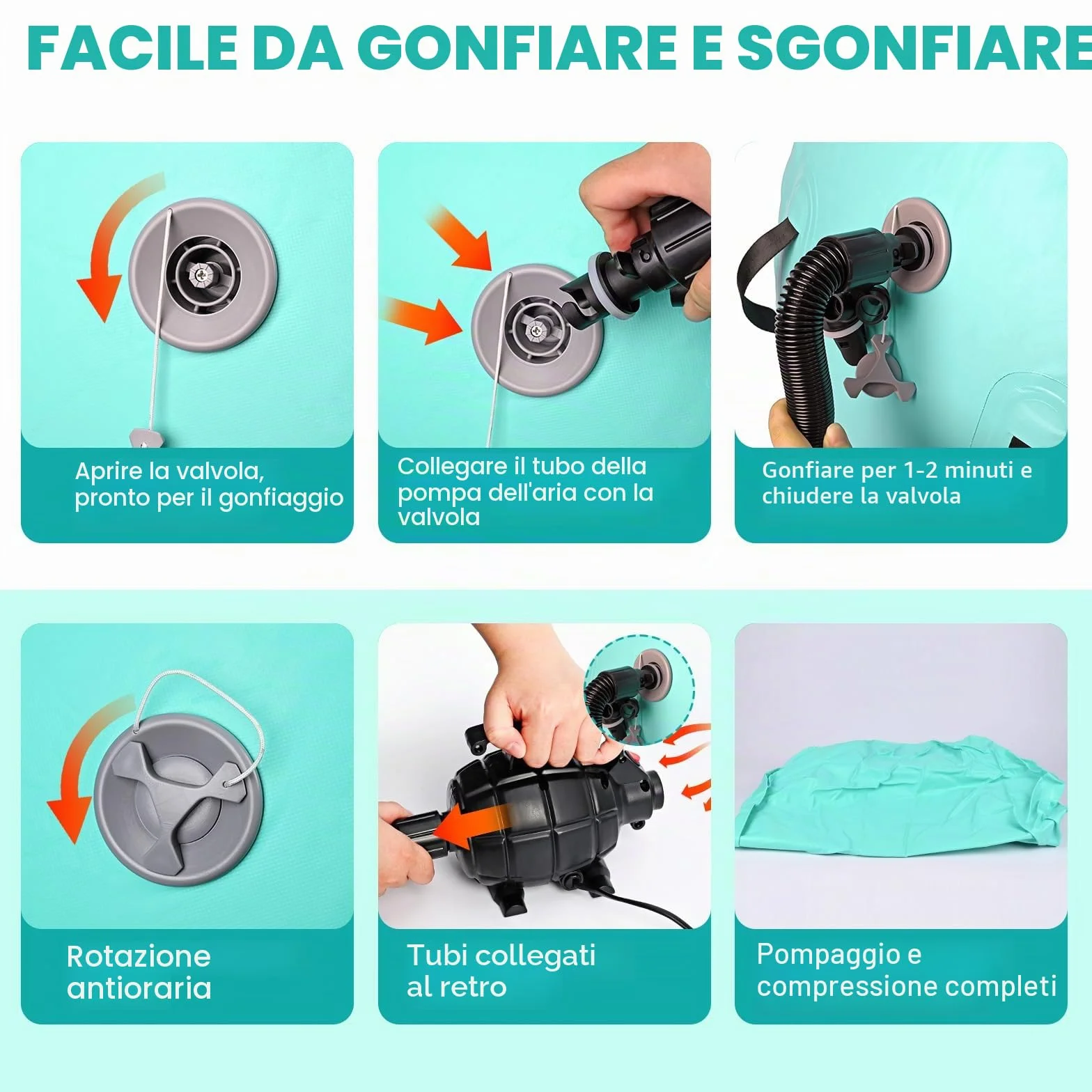 Diealles Shine Air Roll, 100x60cm Rullo ad Aria Gonfiabile Rotondo, Rotolo Gonfiabile con Pompa Elettrica e Borsa per il Trasporto, Air Barrel Gymnastics Roller per Allenamento Fitness Yoga