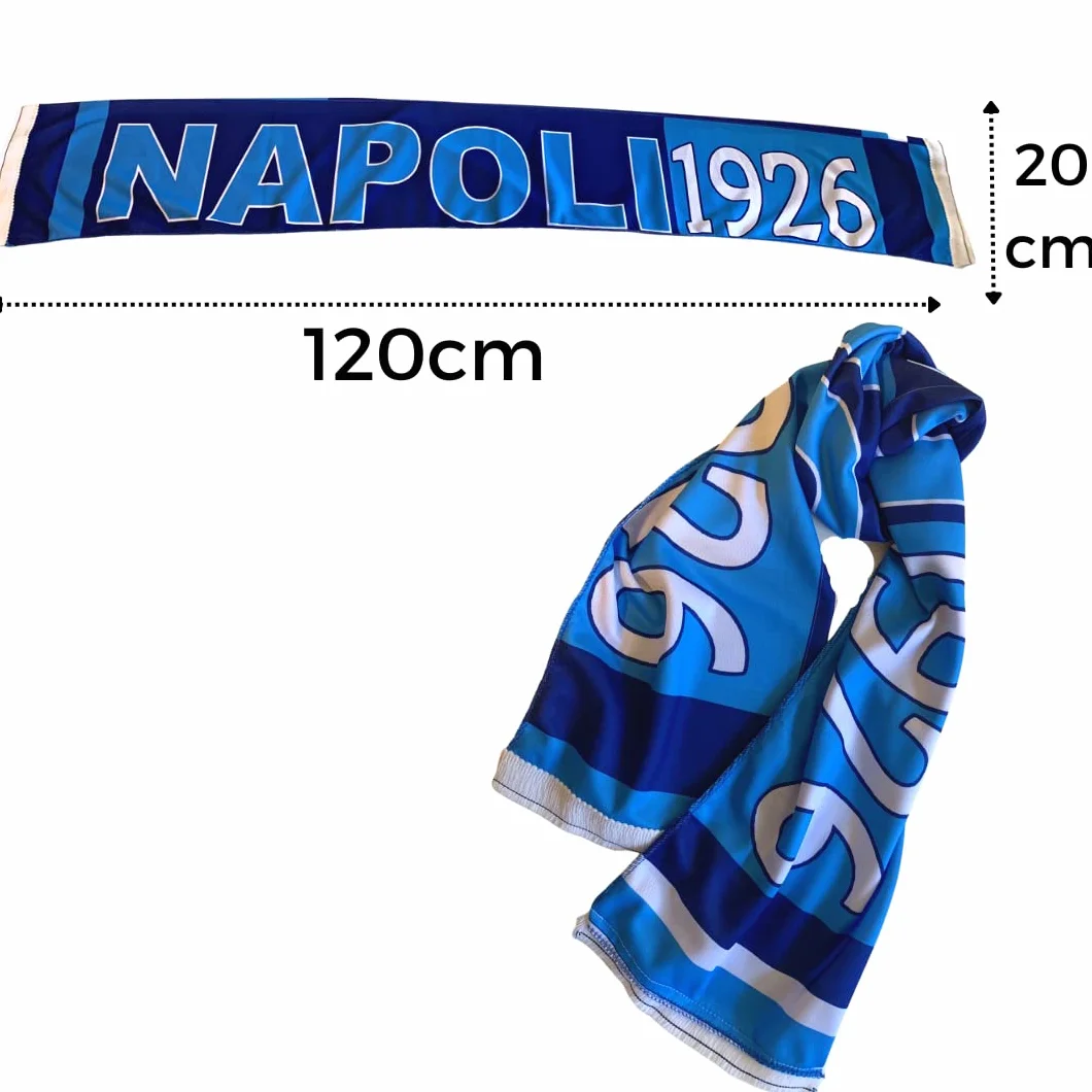 Szalik Napoli Poliestere 20x120 cm Frange Tifo Azzurro Blu Bianco