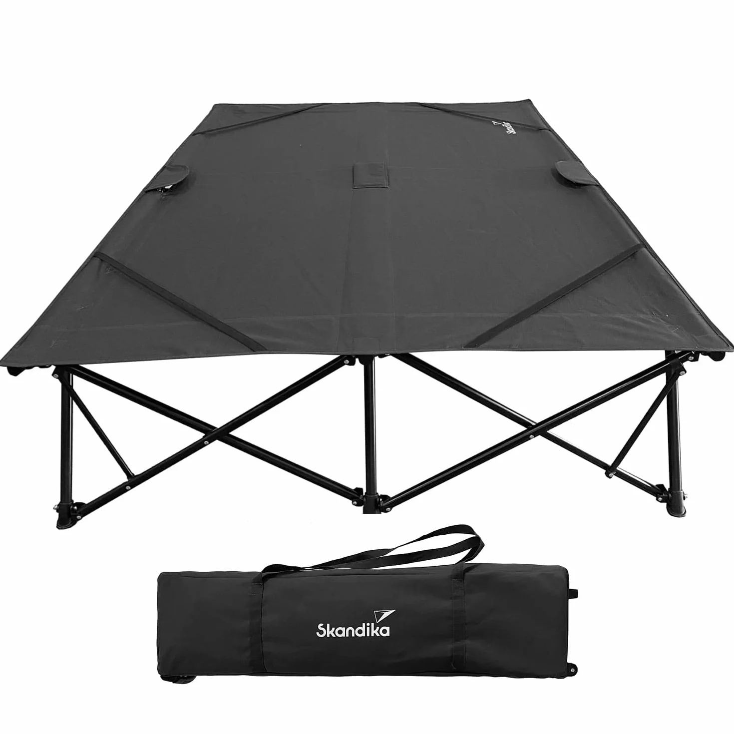 Skandika brandina da campeggio doppio per 2 persone Bodo | pieghevole, portata 250 kg, resistente alle intemperie, letto per ospiti | Lettino da campeggio per esterni, balcone, giardino