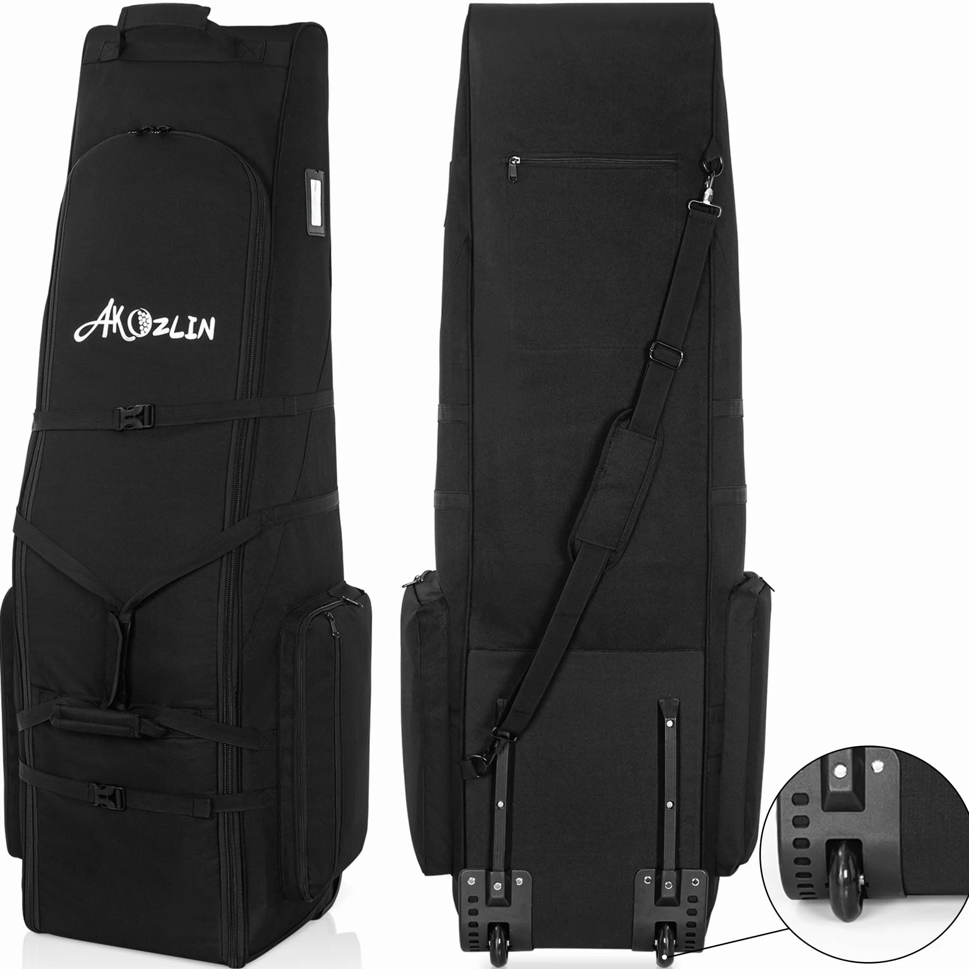 Borsa da viaggio da golf con ruote, grande capacità, trolley da golf con ruote rinforzate, 900D impermeabile Oxford panno per viaggi in aereo