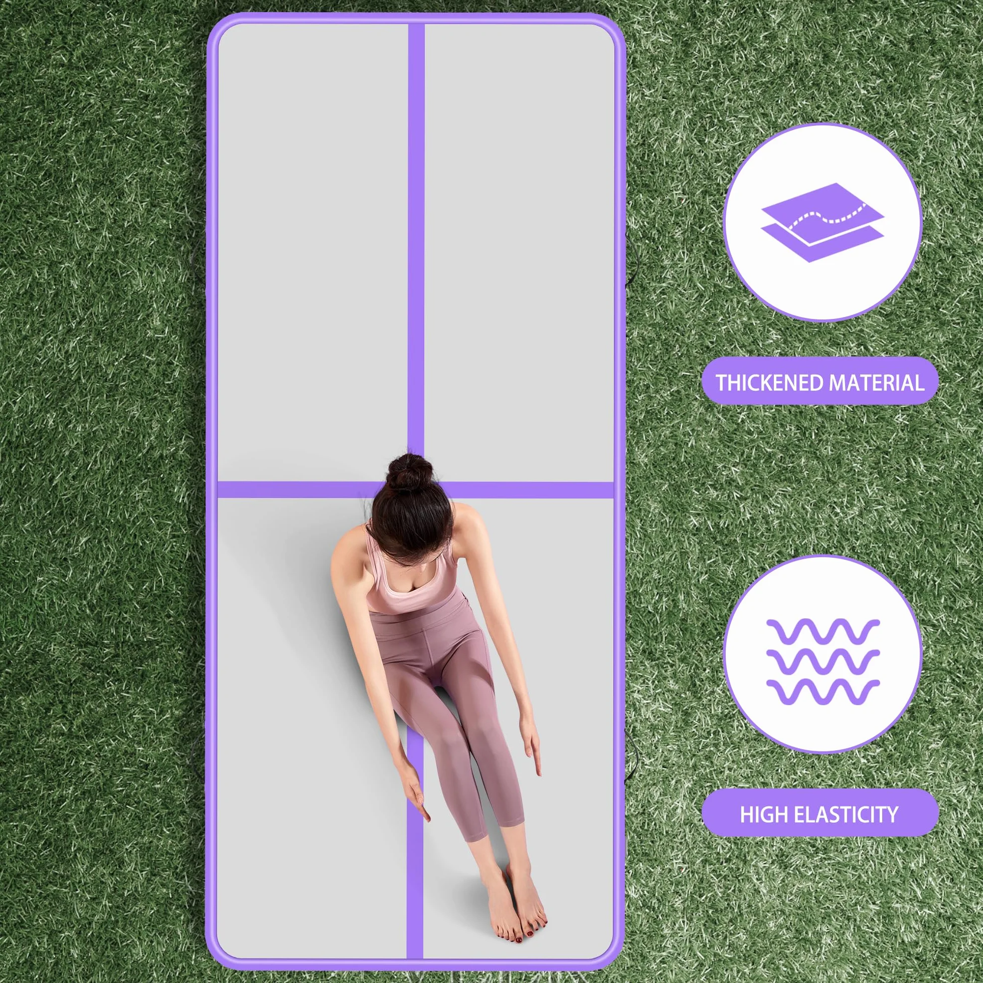 BPB Tappetino da ginnastica gonfiabile con pompa elettrica, 3 m, per uso domestico, allenamento, ginnastica, cheerleading, yoga, pilates, arti marziali, palestra, spiaggia, cheerleading, divertimento