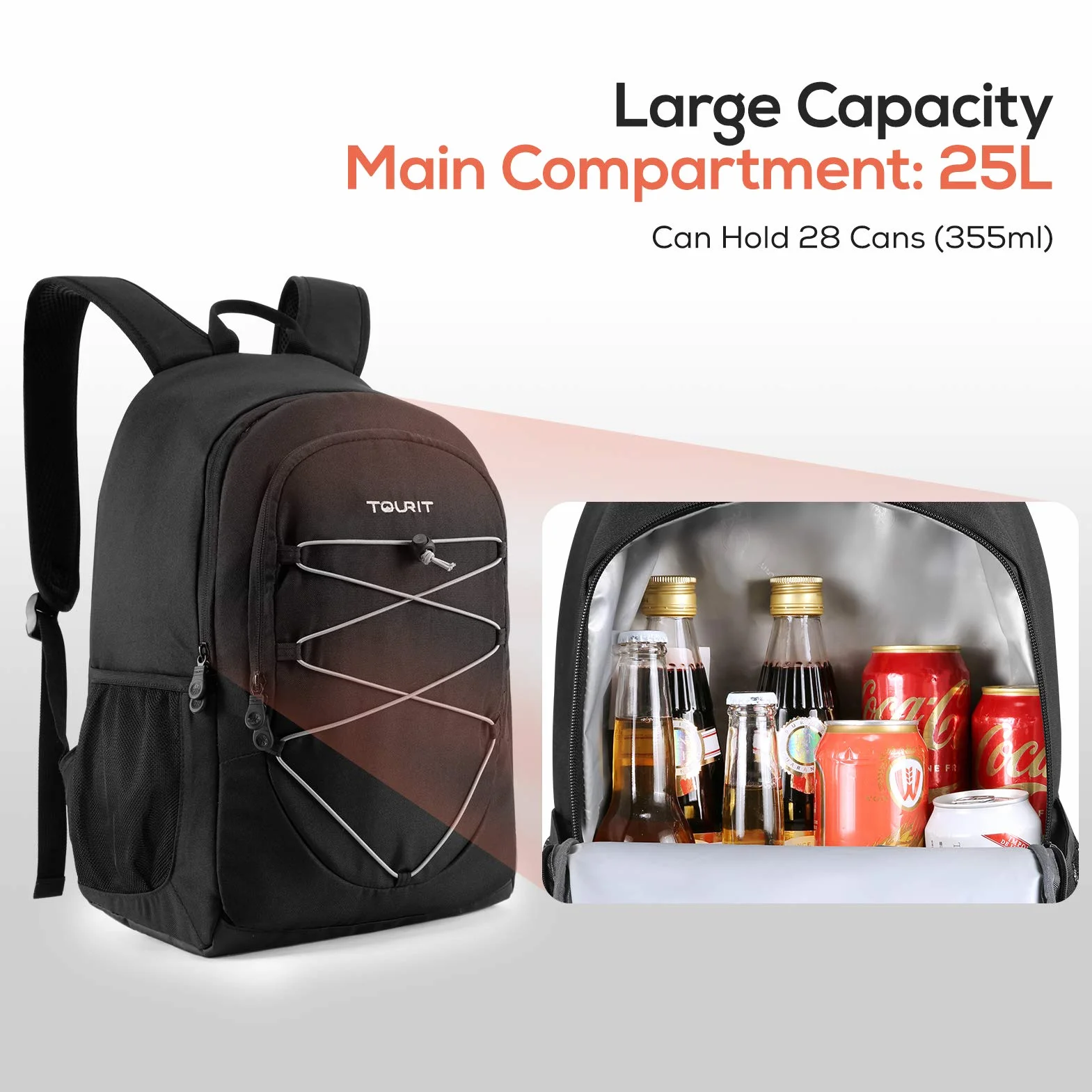 TOURIT Borsa Frigo Isoterma 25L 28 lattine Campeggio Picnic