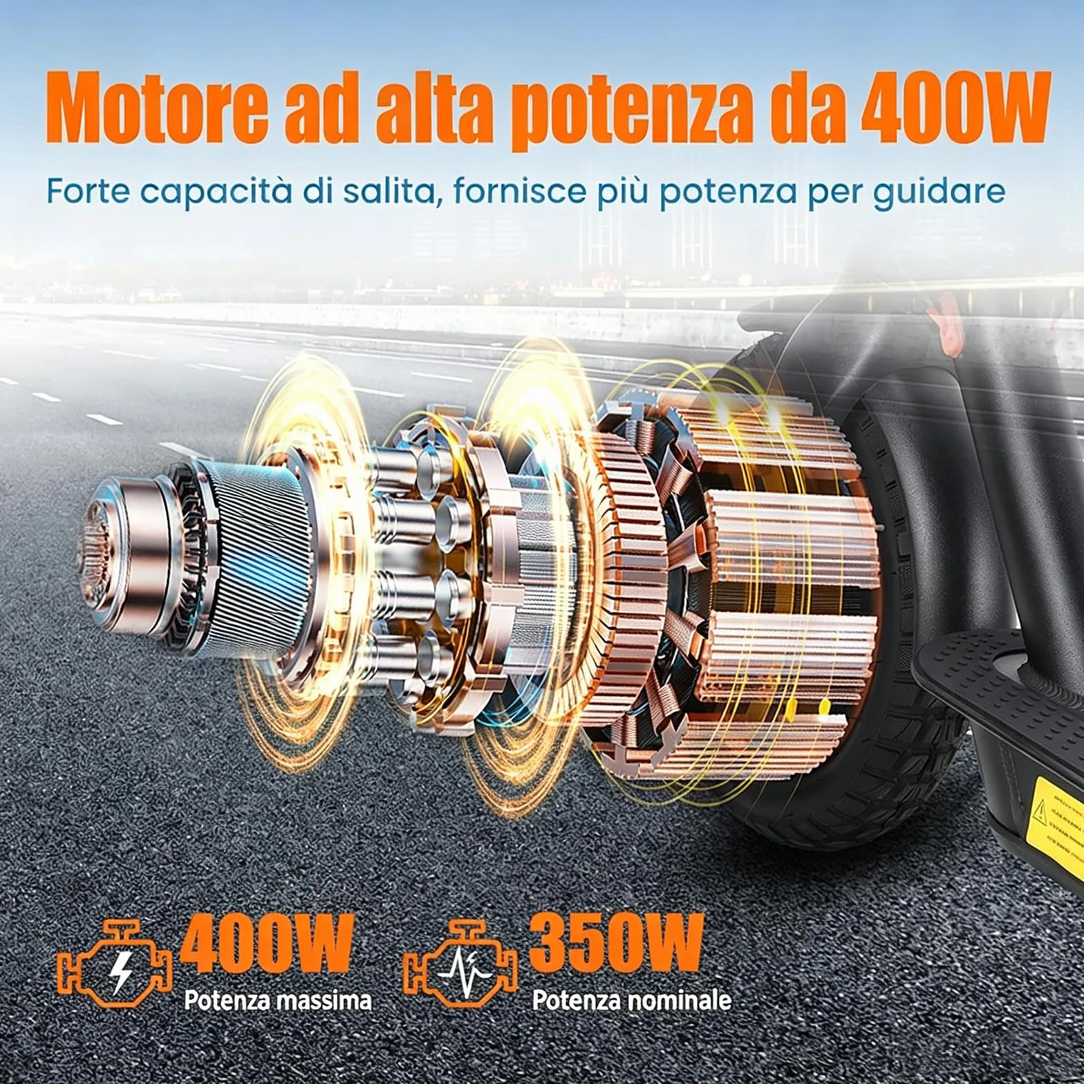 Monopattino Elettrico per Adulti Pieghevole 36V 10.4Ah 10 Pollici 100kg