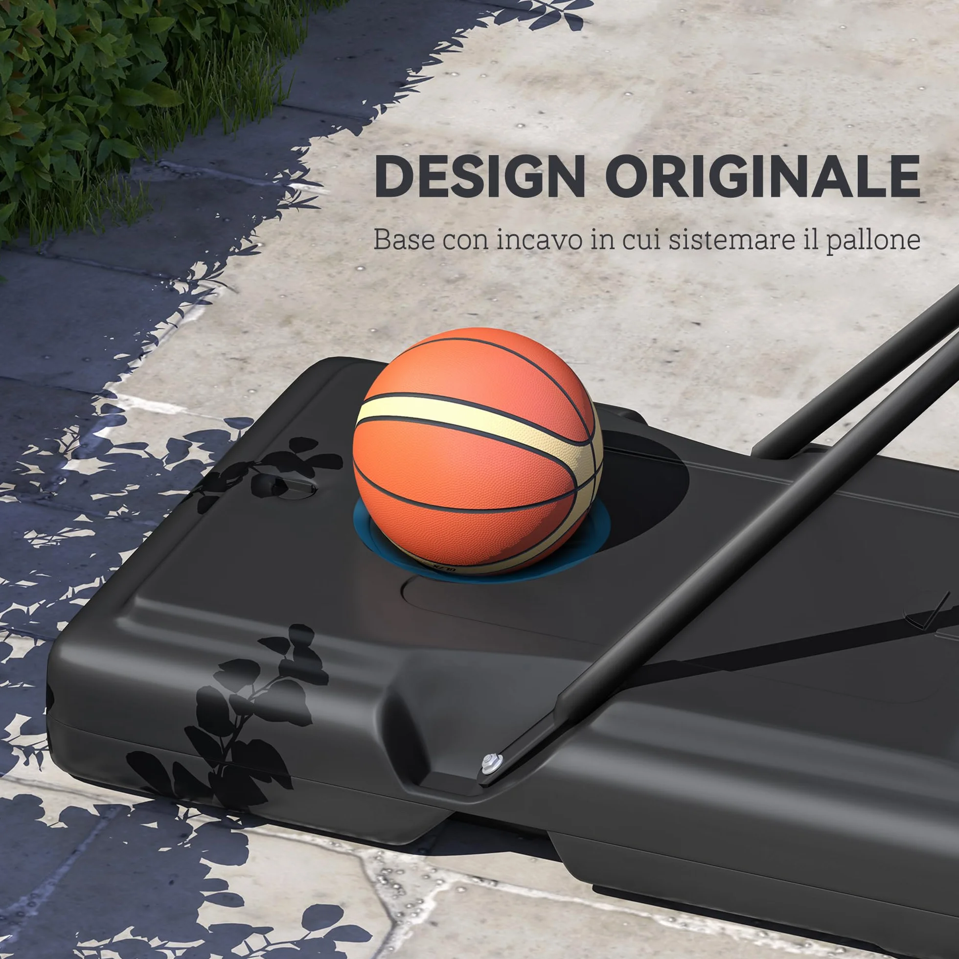 HOMCOM Canestro Basket Altezza Regolabile 160-305cm, Base con Ruote, Tabellone in PVC Trasparente