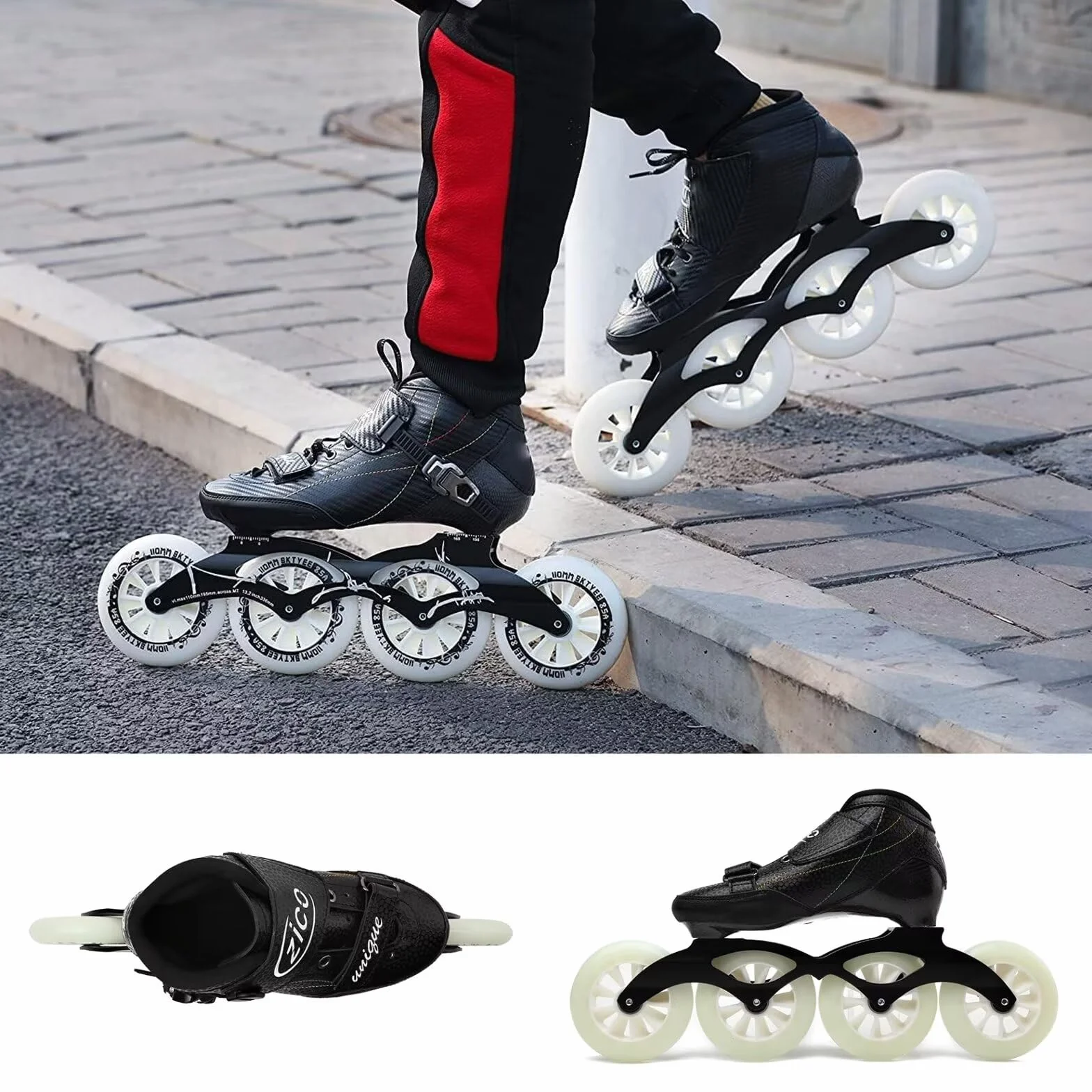 Pattini da velocità in linea professionali in fibra di carbonio a 4 ruote per uomo donna