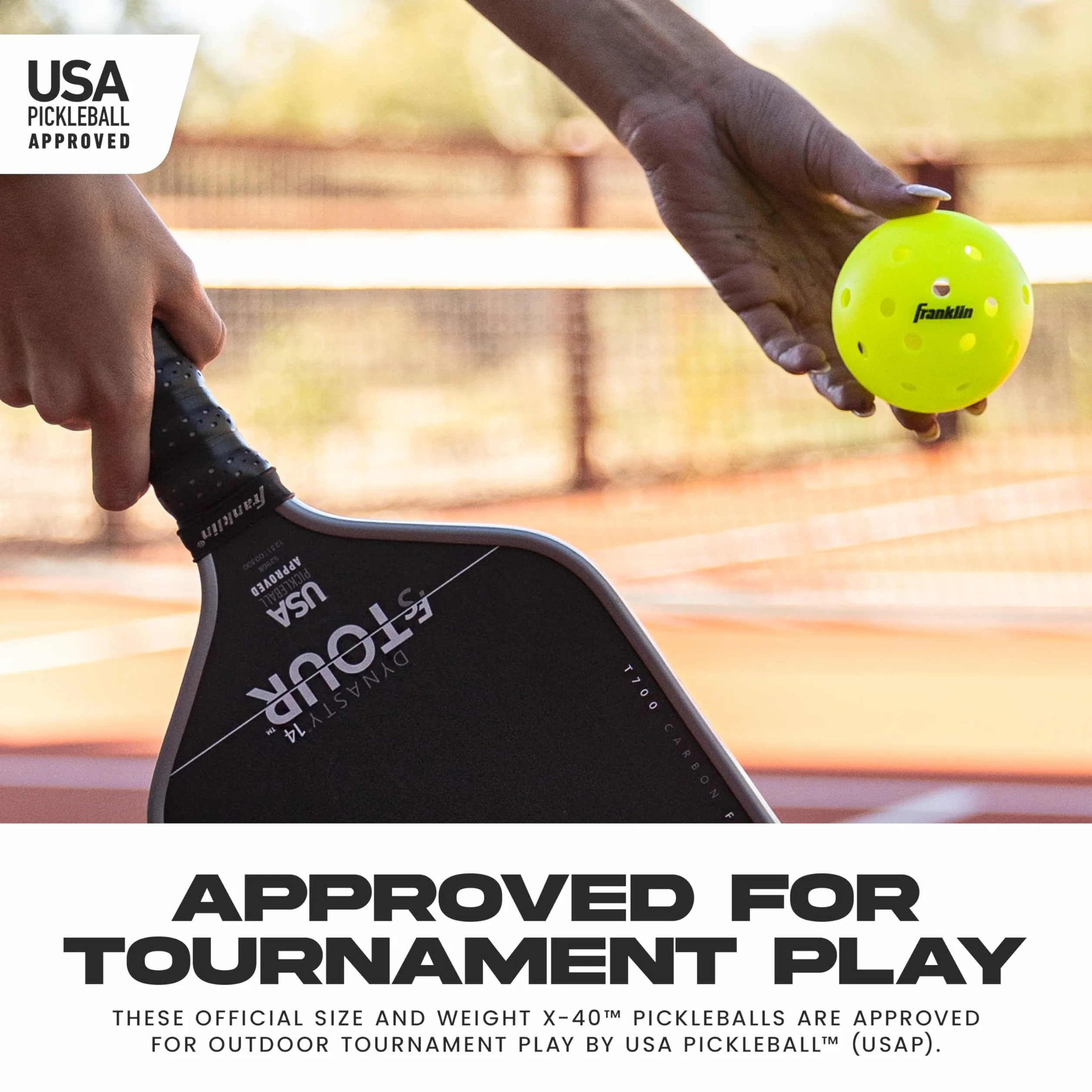 Franklin Sports X-40 Outdoor Pickleballs - USAPA Official Balls - Optic Yellow 50 Pack