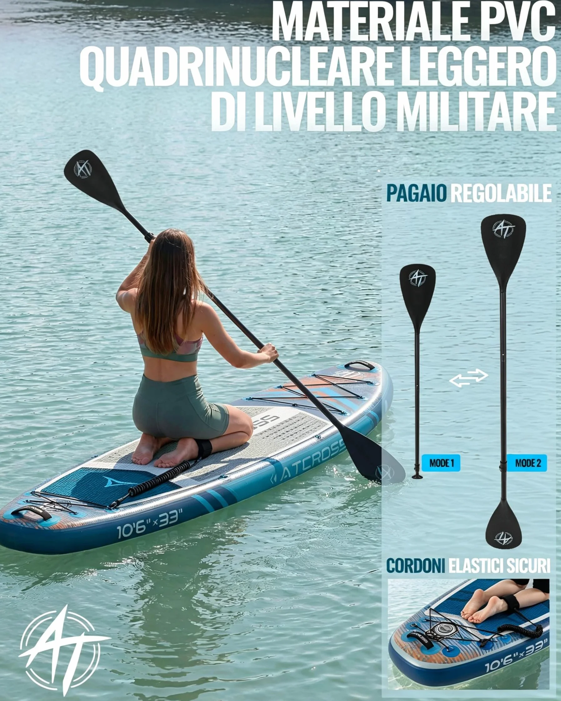 Tavola SUP Gonfiabile 320x84cm Stand Up Paddle Extra Largo per 2 Persone Portata 200kg con Sedile Kayak