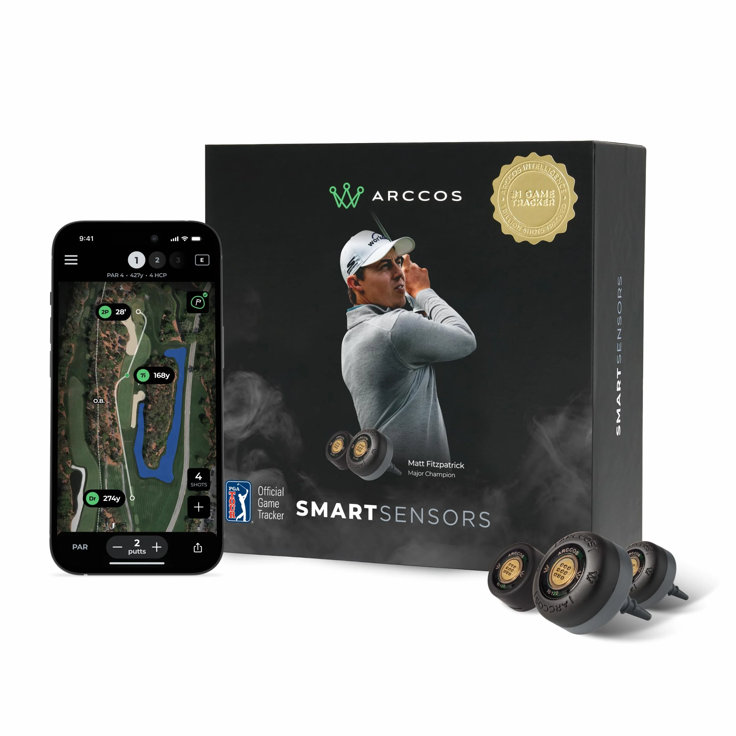 Arccos Sensori intelligenti Gen 4 Smoke: Sistema monitoraggio golf telemetro GPS AI Smart Club