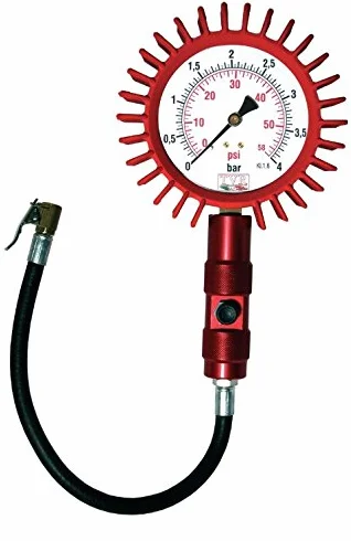 Manometro made in Italy verifica pressione gomme pneumatici professionale TVR - Diametro quadrante 63mm ROSSO
