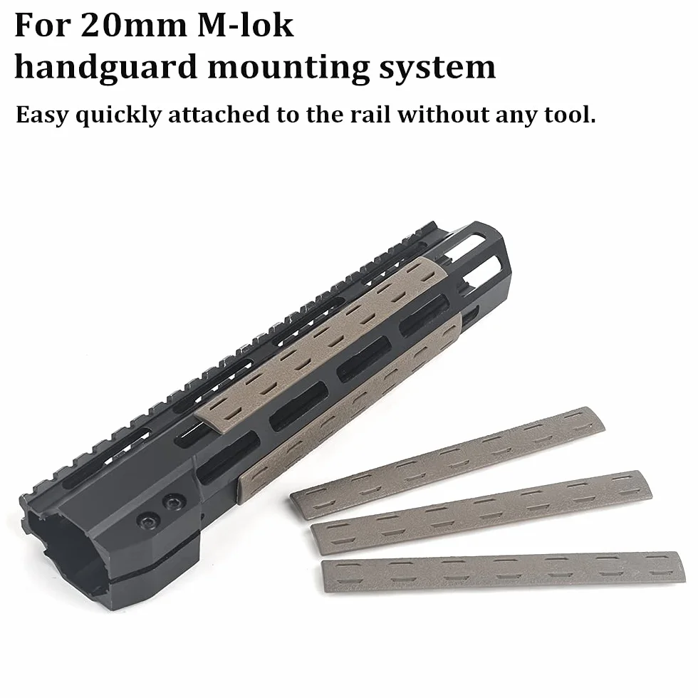 Tactical Rubber Mlok Keymod Rail Panel Kit 5PCS Heat Resistant Handguard Cover Abbronzatura