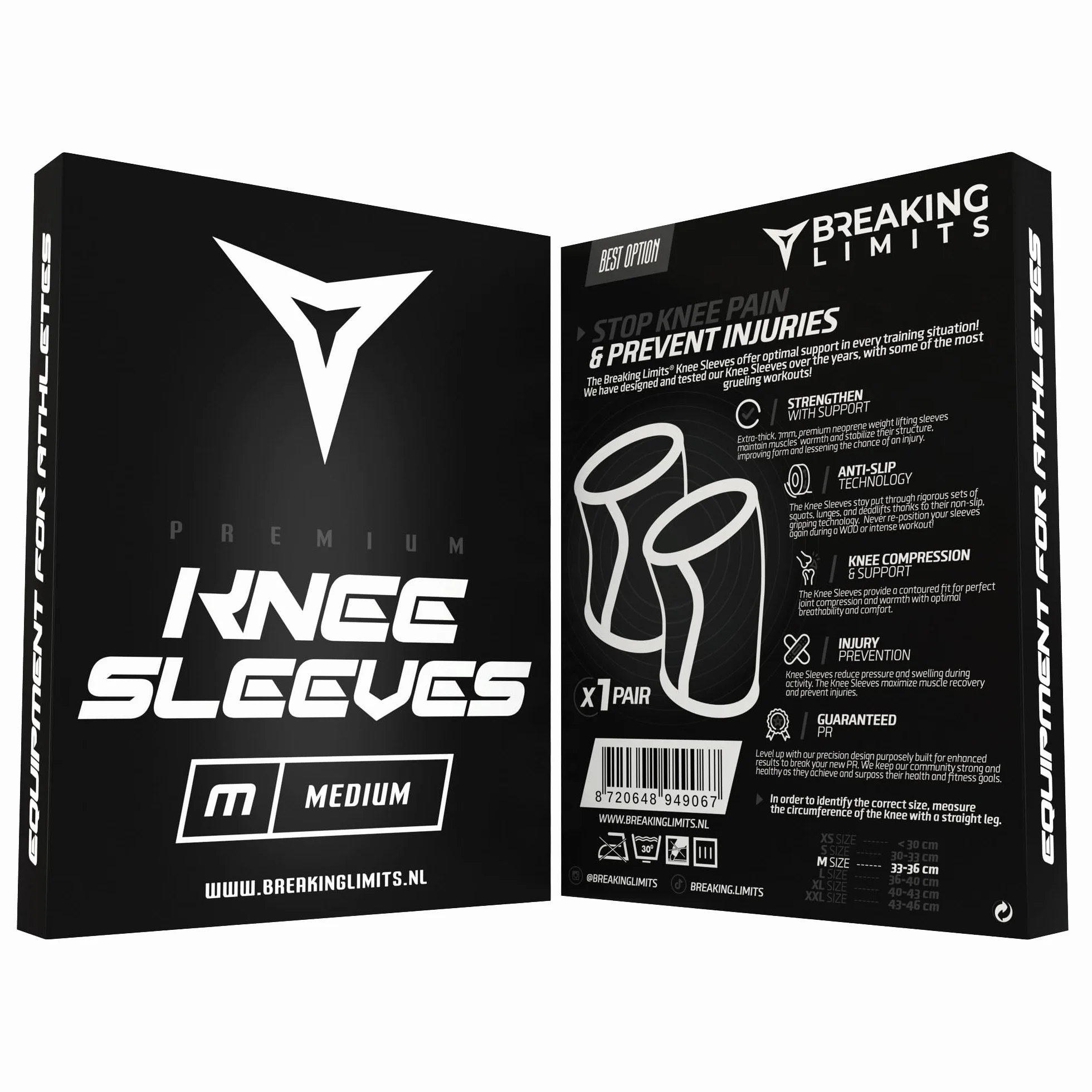 Ginocchiera Powerlifting Neoprene 7 mm M - Ginocchiere Palestra a Compressione per Allenamento Pesi Crossfit Squat