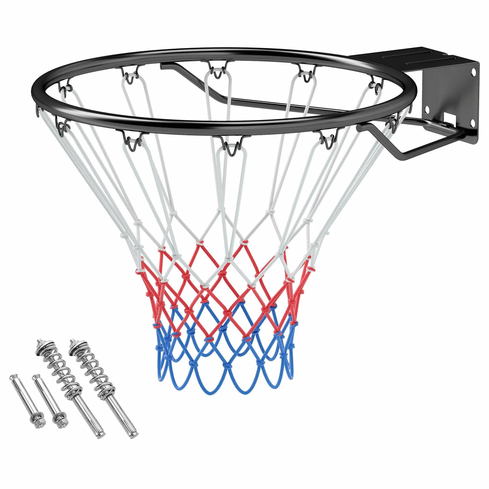 LIFEZEAL Canestro da basket da parete Ø 45 cm, anello con supporto e rete, metallo per interni ed esterni