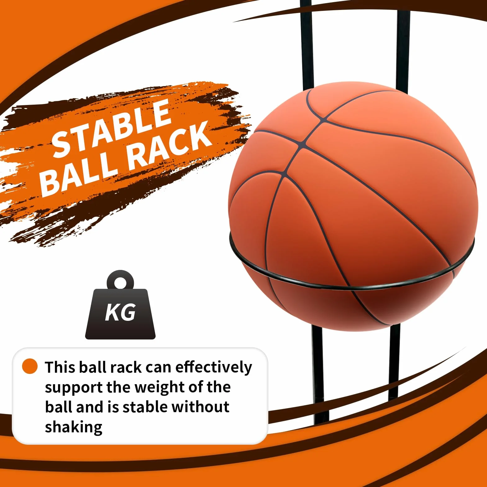 Porta Palloni da Basket 5 Livelli, Rastrelliera Verticale per Pallacanestro, Calcio e Pallavolo