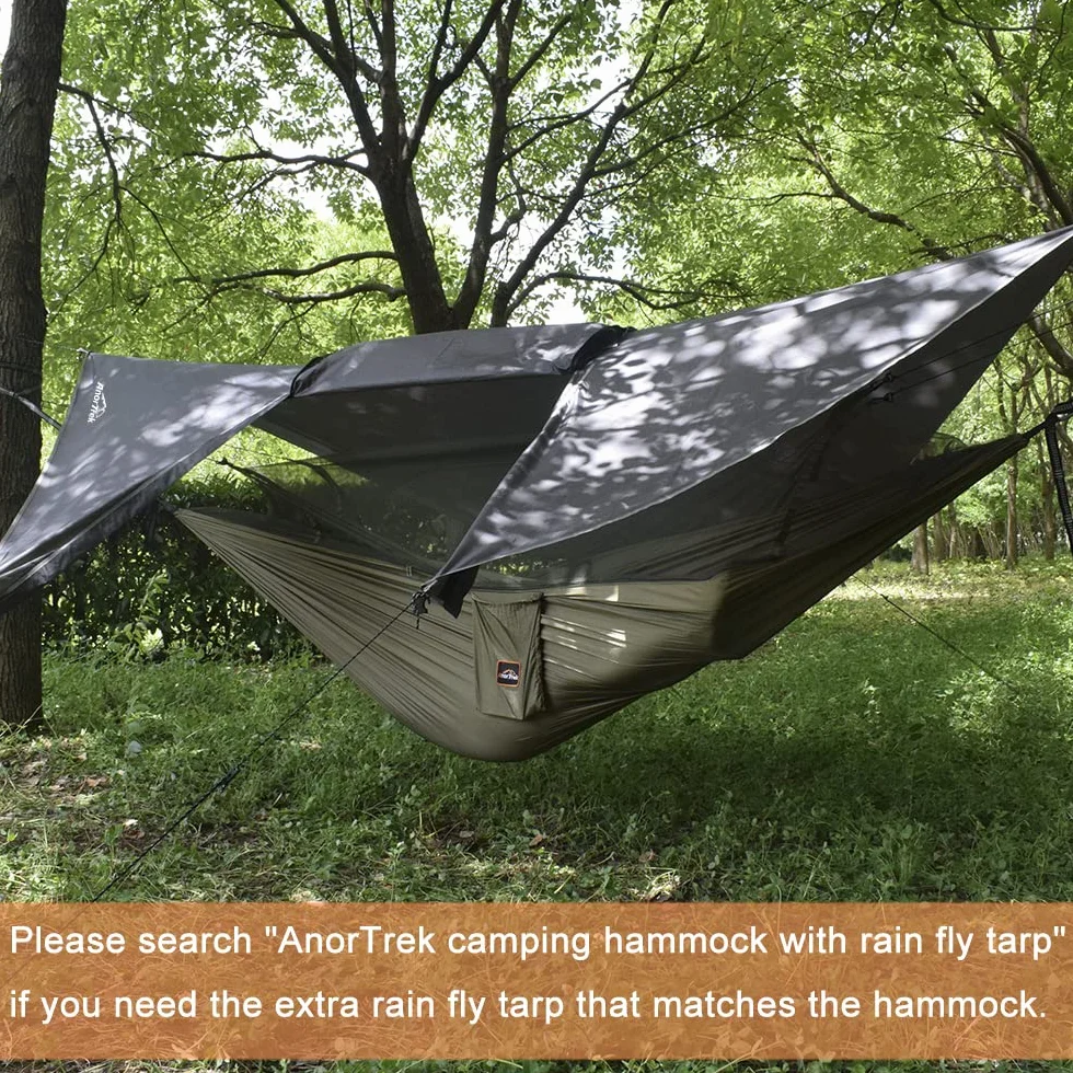 AnorTrek Amaca da Campeggio con Zanzariera Doppia e Singola 260x140 cm Army Green