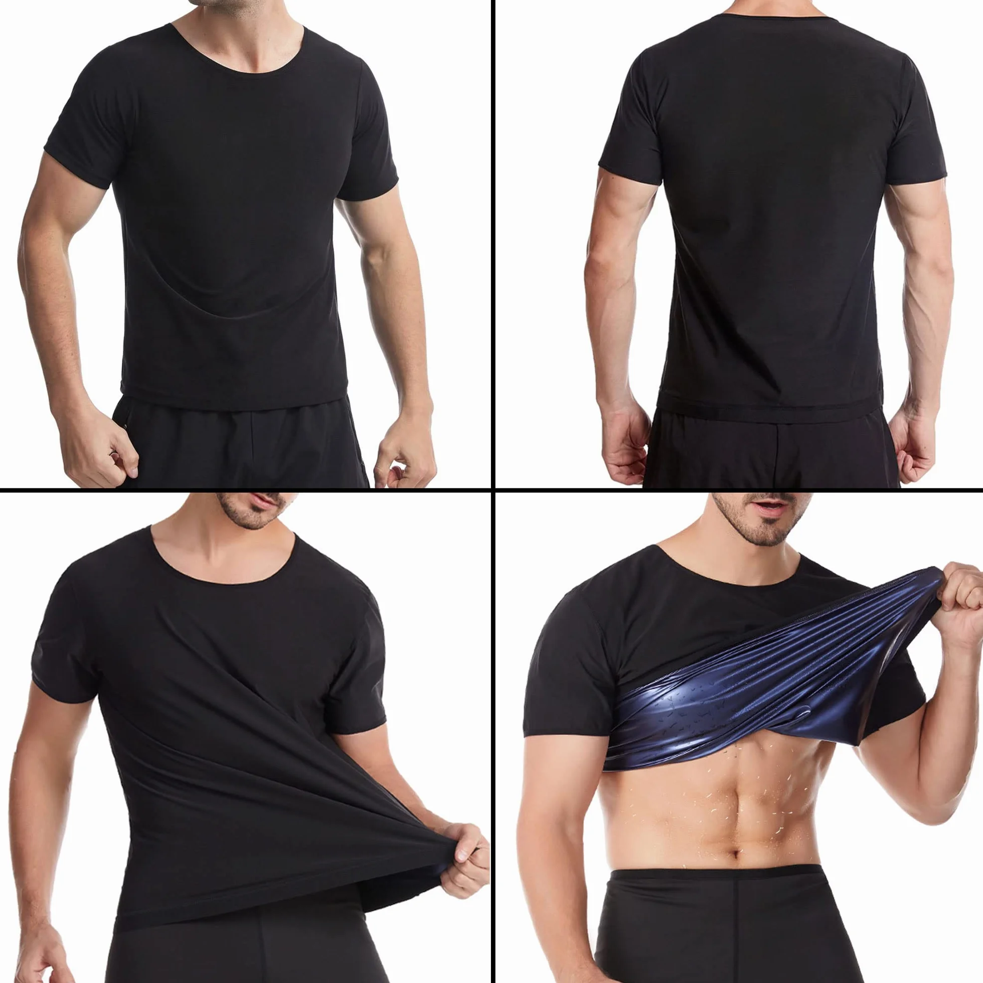Sauna Shirt for Men Short Sleeve Sweat Body Shaper Vest Gym Exercise Top