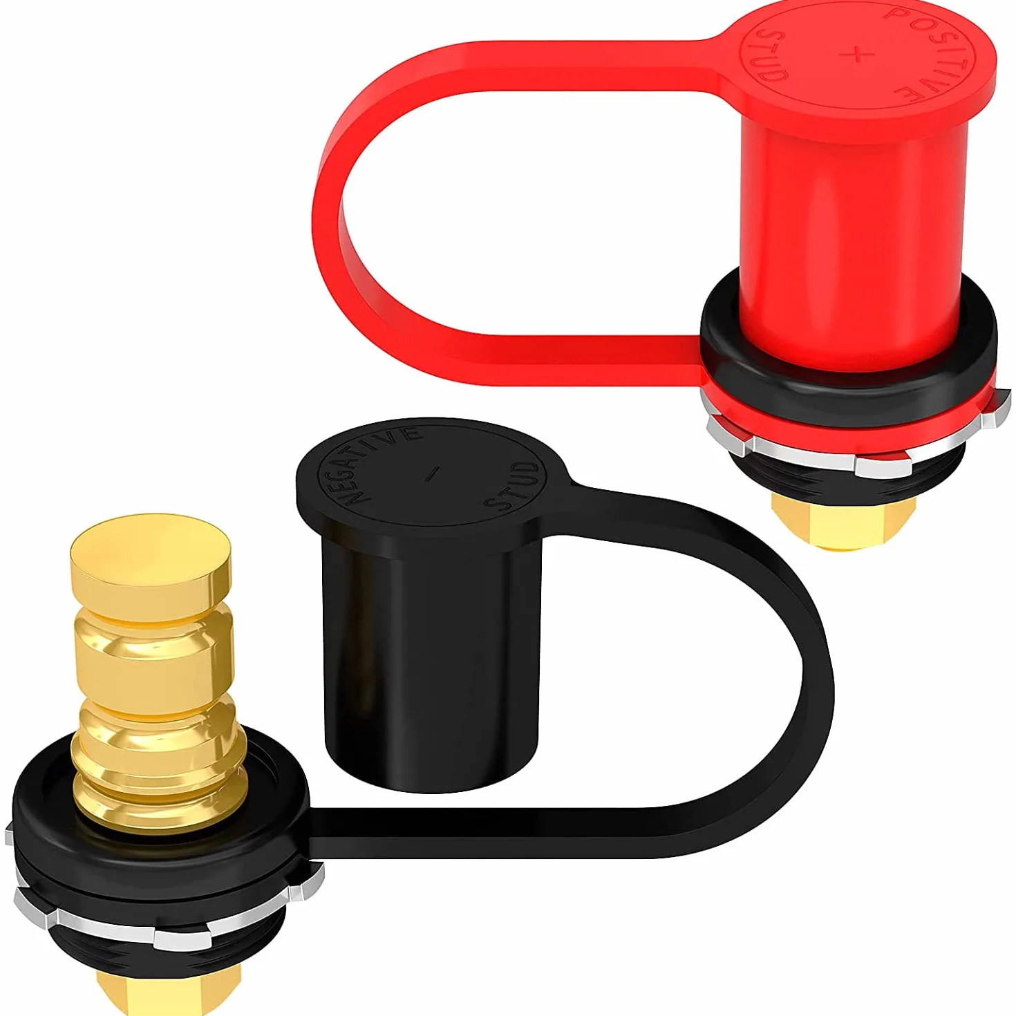 Greluma 1 Paio Postazione di ricarica batteria 250A M10,terminali batteria remoti con perno da 3/8" con copertura impermeabile,ponticello per caricabatteria con perno da 20mm per lattina ATV per auto
