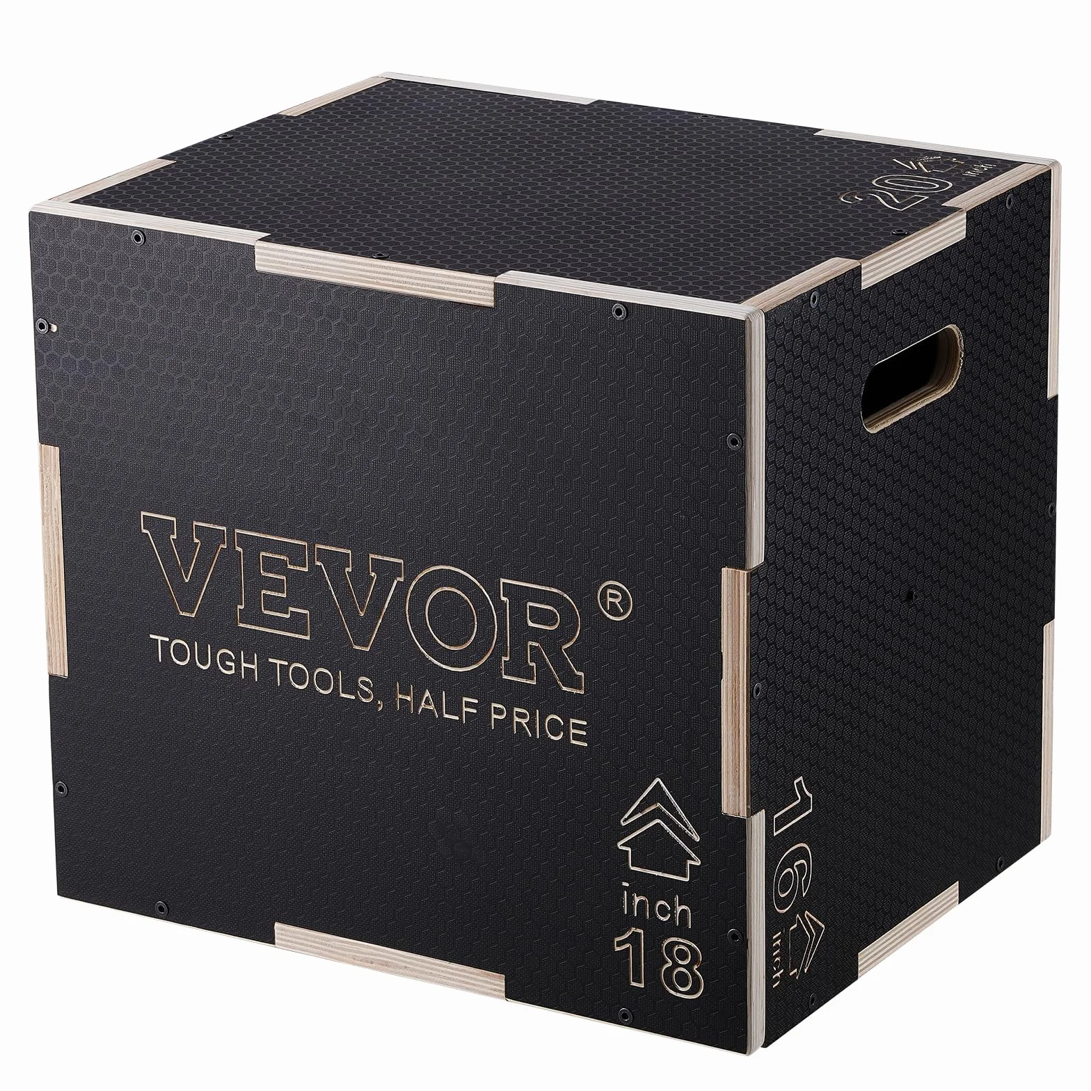 VEVOR Scatola per Plyo in Legno 3 in 1, Piattaforma Antiscivolo per Esercizi Fitness e Allenamento