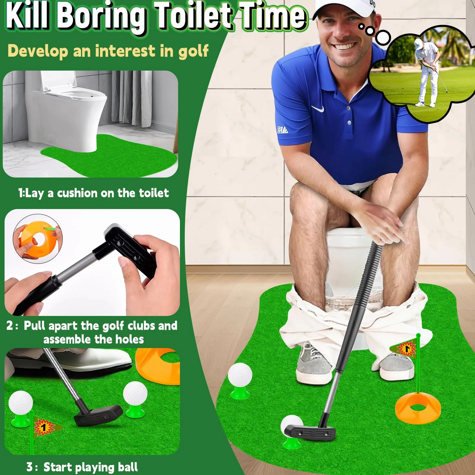 Pipihome Golf da Bagno Minigolf Regalo Uomo