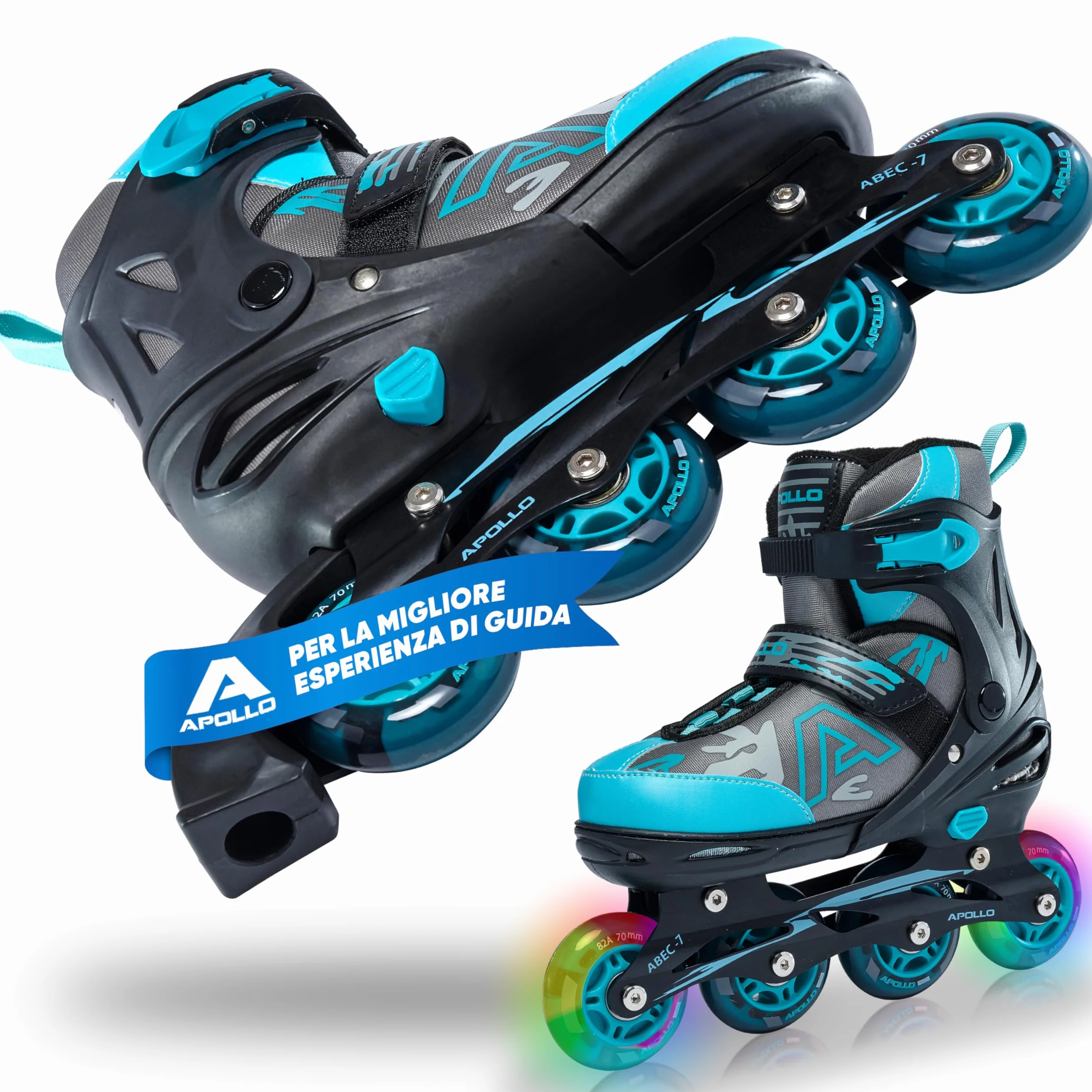 Pattini in linea Apollo Champion regolabili taglia 31-42 per bambini e adulti
