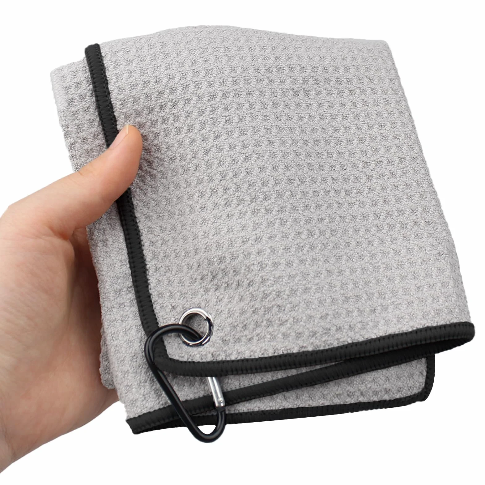 Asciugamano da Golf in Microfibra 40x40cm con Moschettone Nero