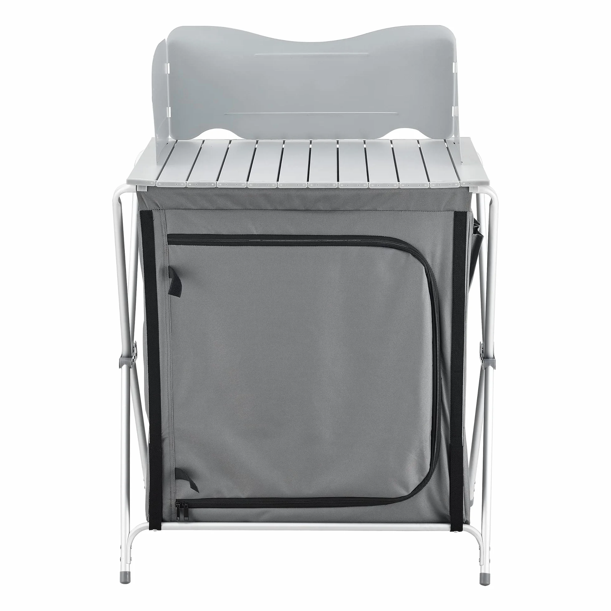 Mobile Portatile da Campeggio Credenza Cucina Pieghevole con Ripiani e Borsa di Trasporto Telaio in Alluminio 110x70x52 cm Grigio Scuro
